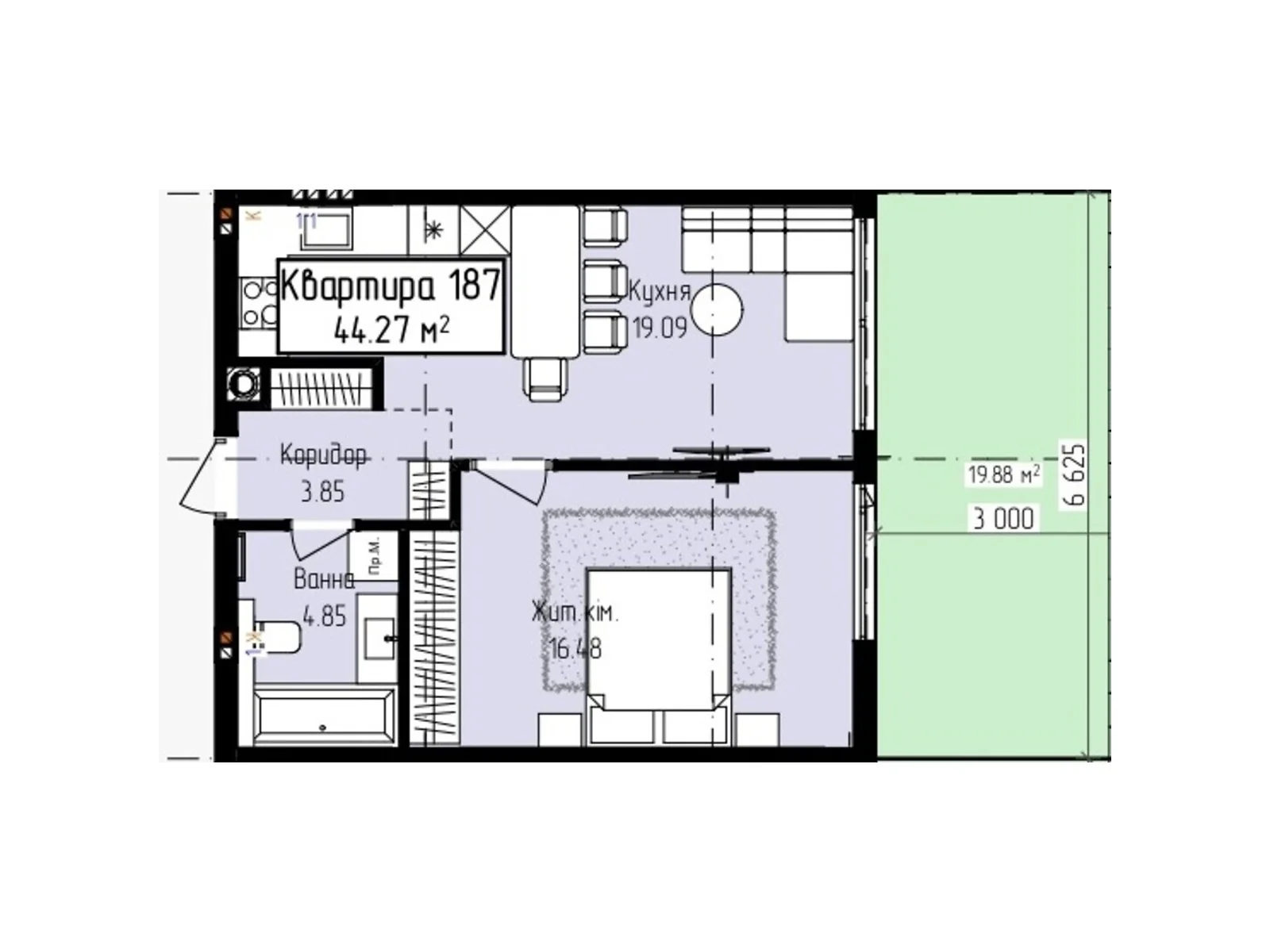 Продается 1-комнатная квартира 41.59 кв. м в Ужгороде, ул. Собранецкая, 129 - фото 1