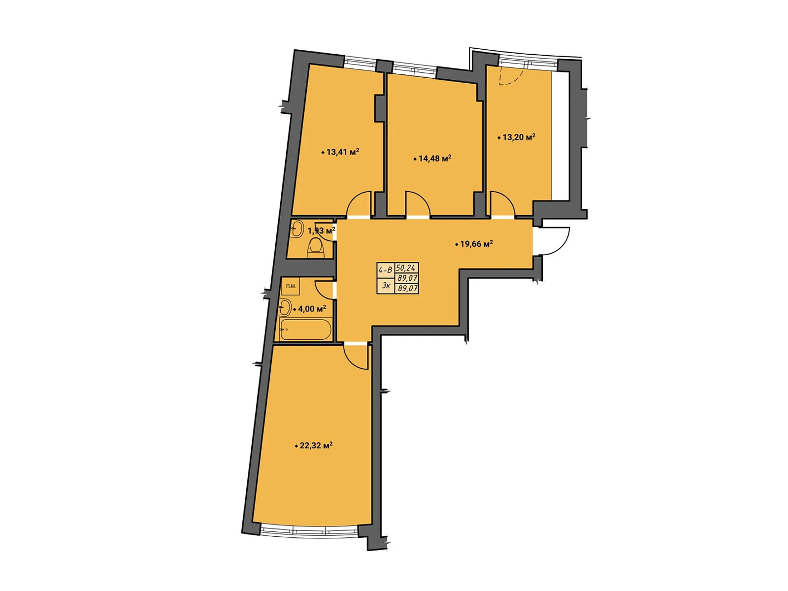 Продается 3-комнатная квартира 88.06 кв. м в Ровно, ул. Галицкого Данилы, 16 - фото 1