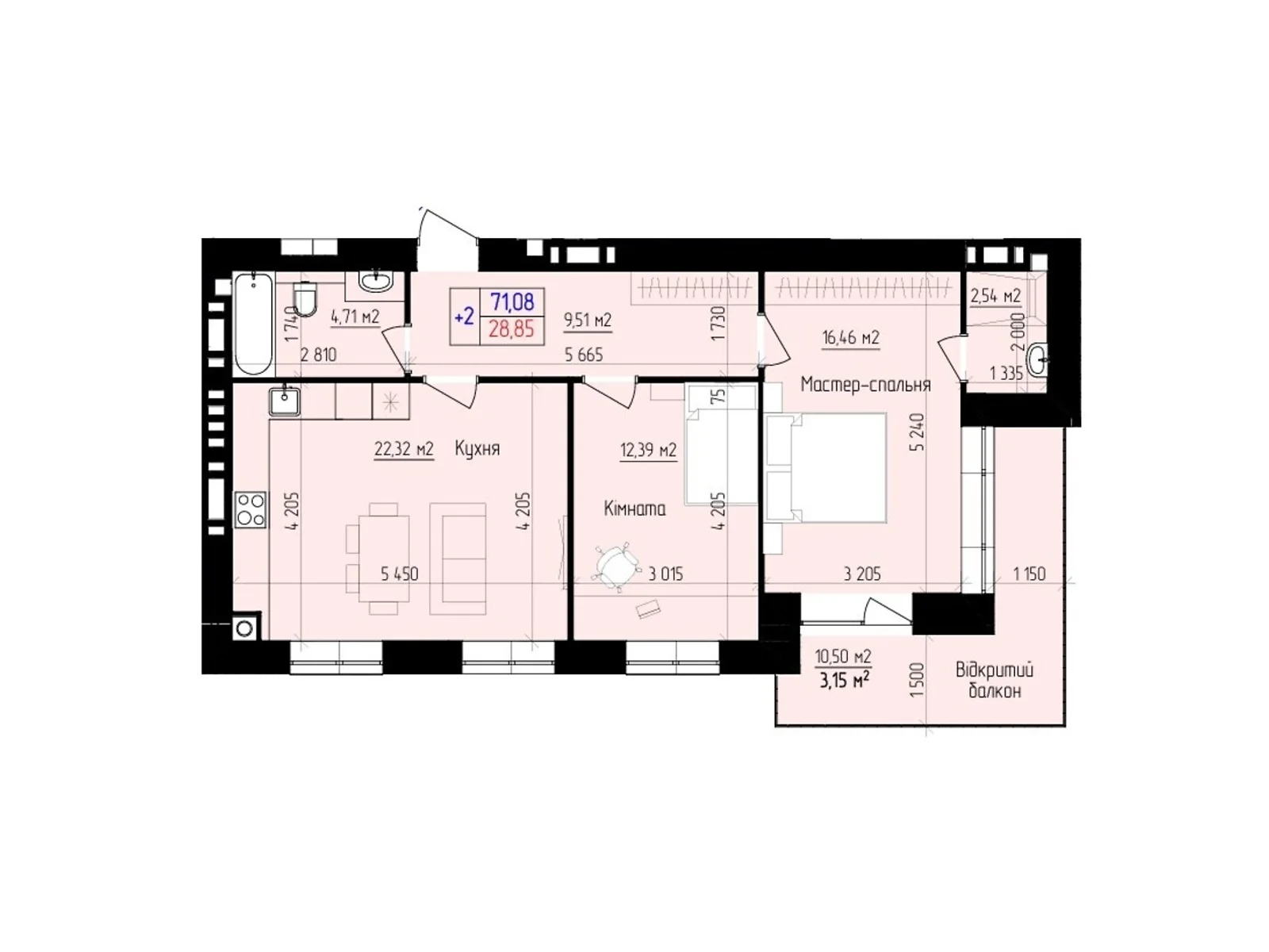 Продается 2-комнатная квартира 71.08 кв. м в Хмельницком, ул. Ярослава Мудрого, 15 - фото 1