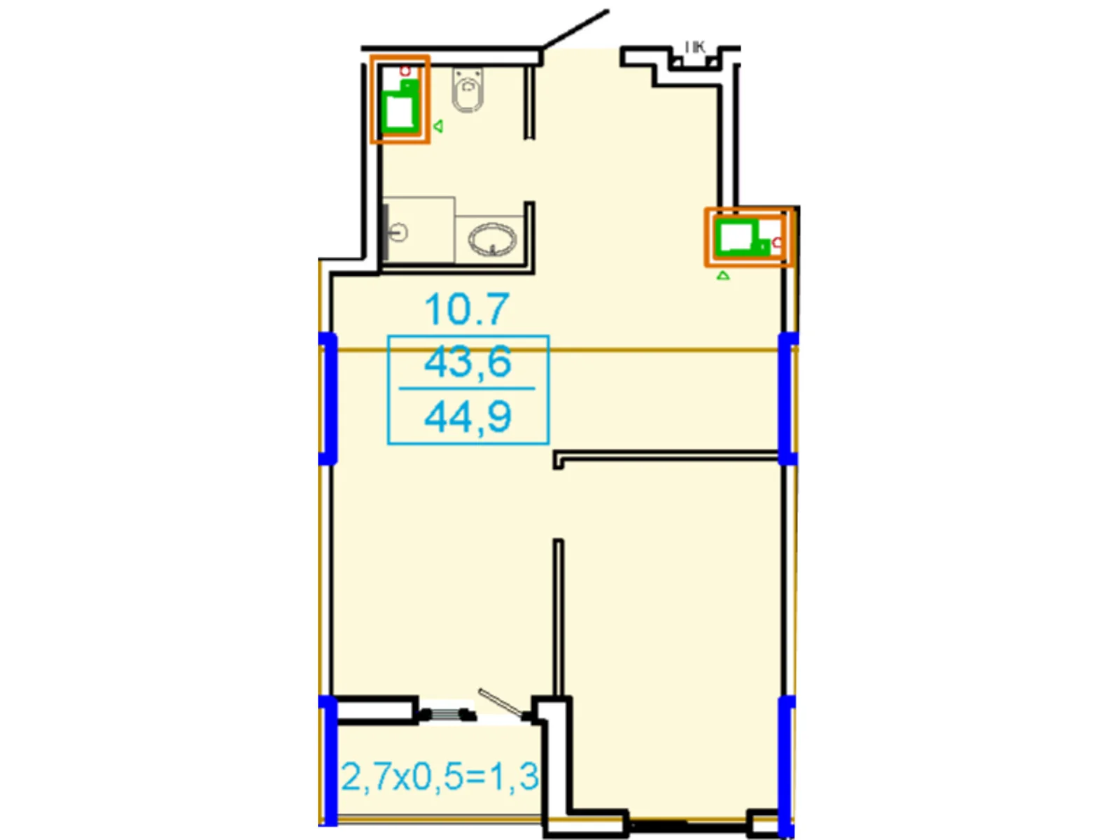 Продается 1-комнатная квартира 44.9 кв. м в Одессе, ул. Генуэзская, 1Ж - фото 1