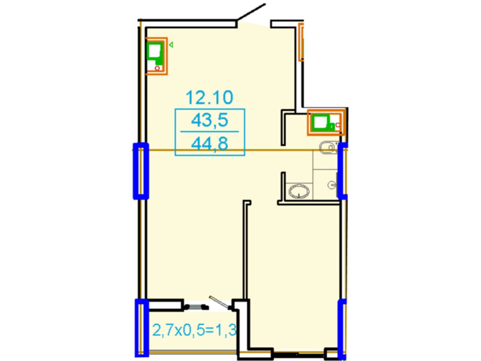 Продается 1-комнатная квартира 44.8 кв. м в Одессе, ул. Генуэзская, 1Ж - фото 1