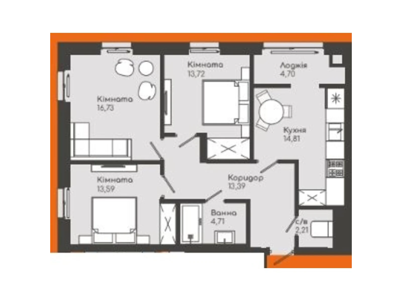 Продається 3-кімнатна квартира 83.94 кв. м у Чернівцях, бул. Буковинського віча, 4 - фото 1