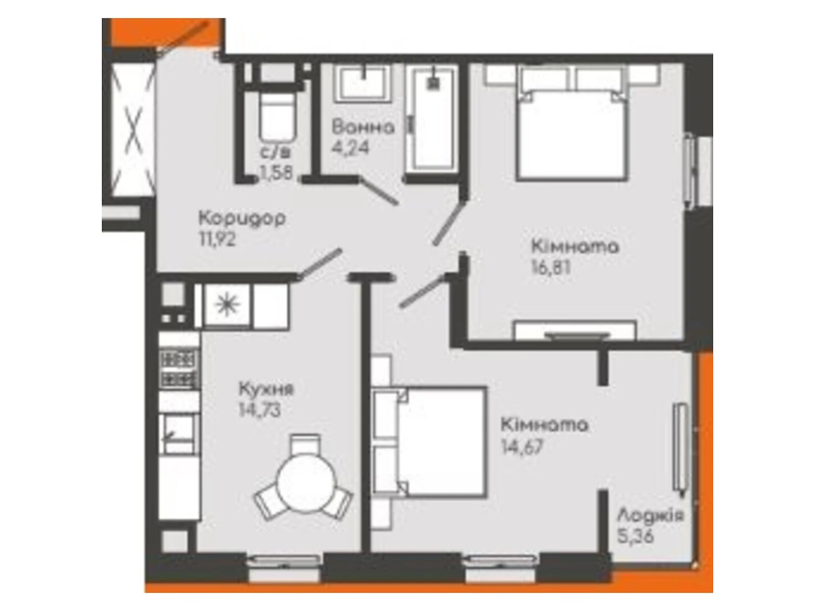 Продается 2-комнатная квартира 69.35 кв. м в Черновцах, бул. Буковинского вече, 4 - фото 1