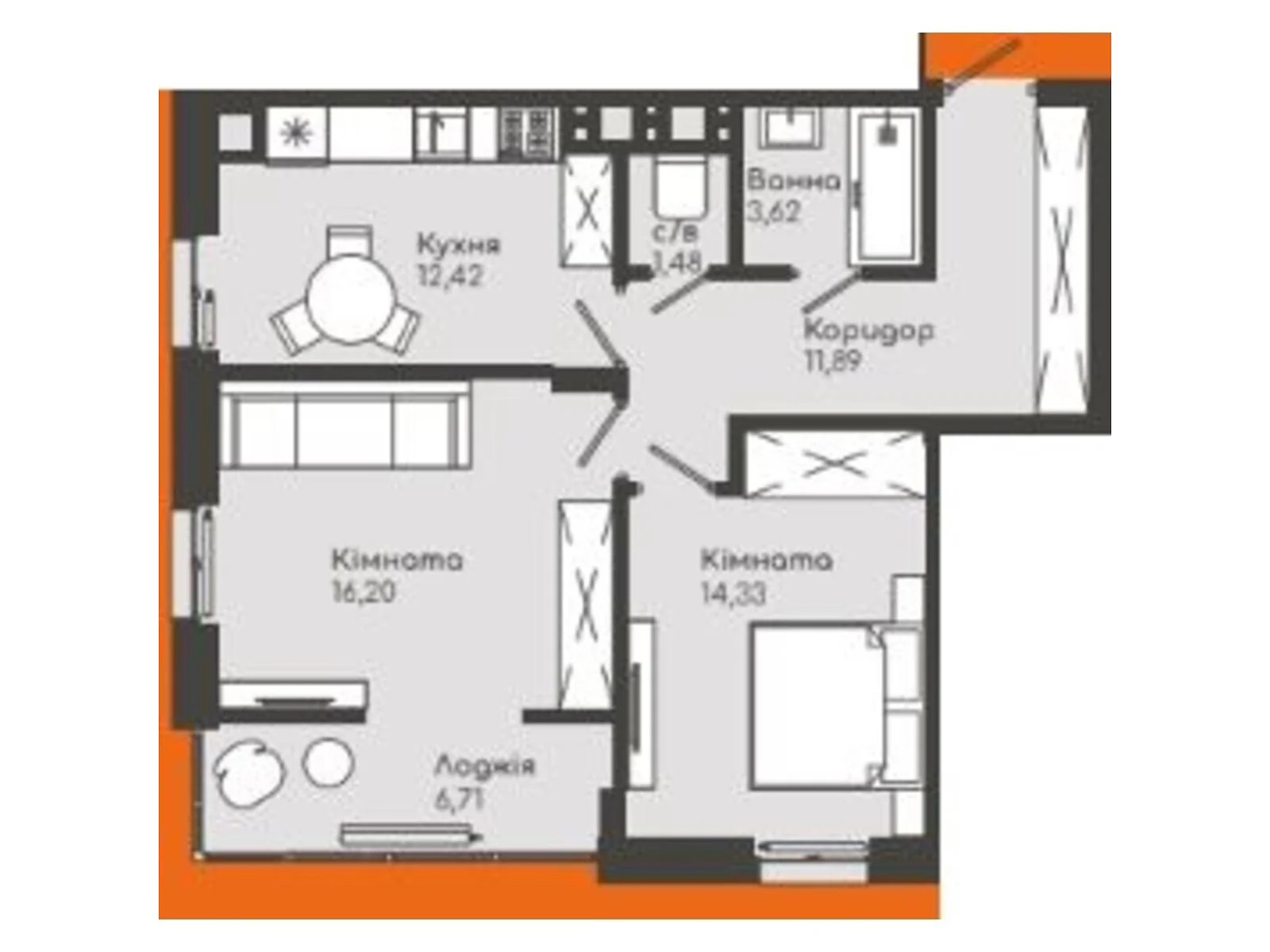 Продается 2-комнатная квартира 66.71 кв. м в Черновцах, бул. Буковинского вече, 4 - фото 1