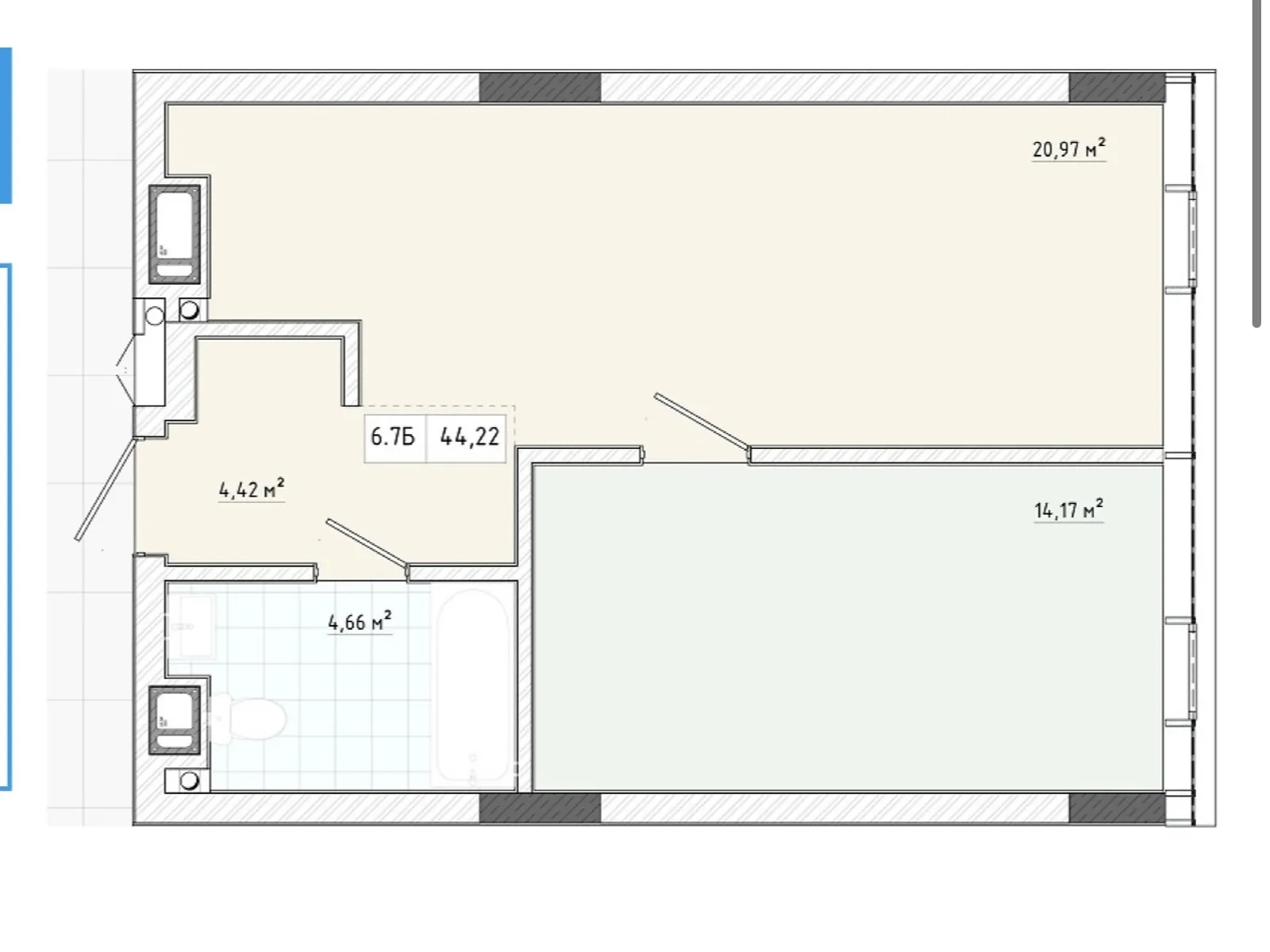 Продается 1-комнатная квартира 45 кв. м в Сокольниках, ул. Трускавецкая, 1С - фото 1