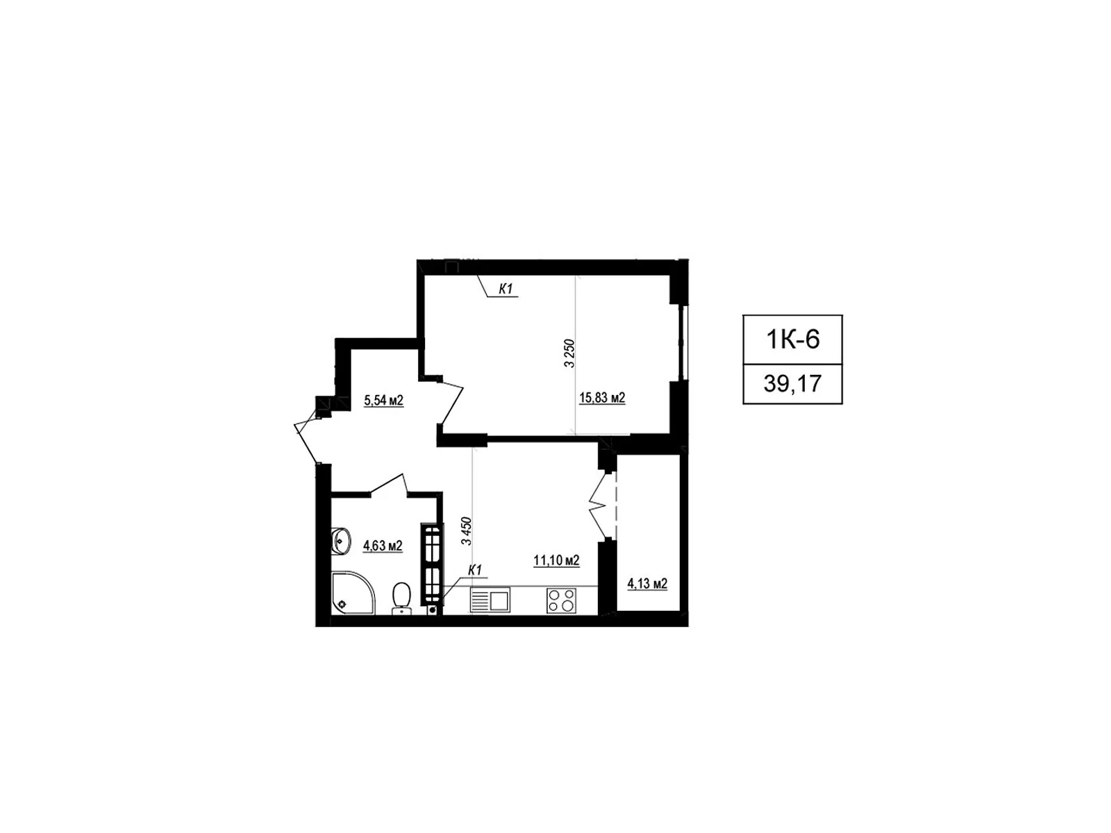Продается 1-комнатная квартира 39.17 кв. м в Софиевской Борщаговке, вул. Яблоневая, 3А - фото 1