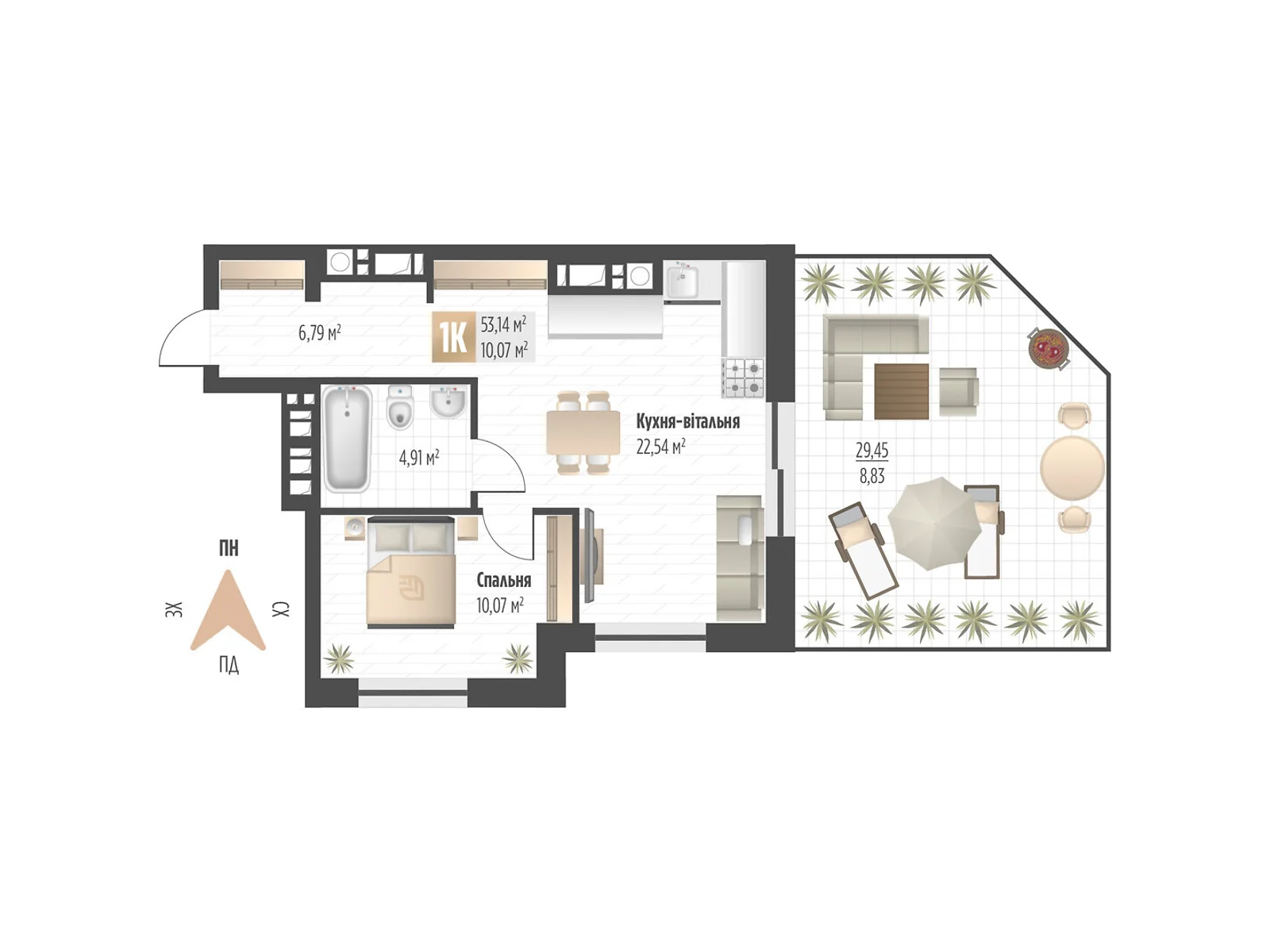 Продается 1-комнатная квартира 53.14 кв. м в Львове, цена: 71043 $ - фото 1