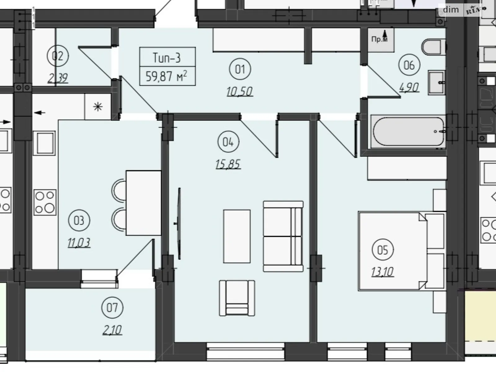 Продається 2-кімнатна квартира 63 кв. м у Ужгороді - фото 1