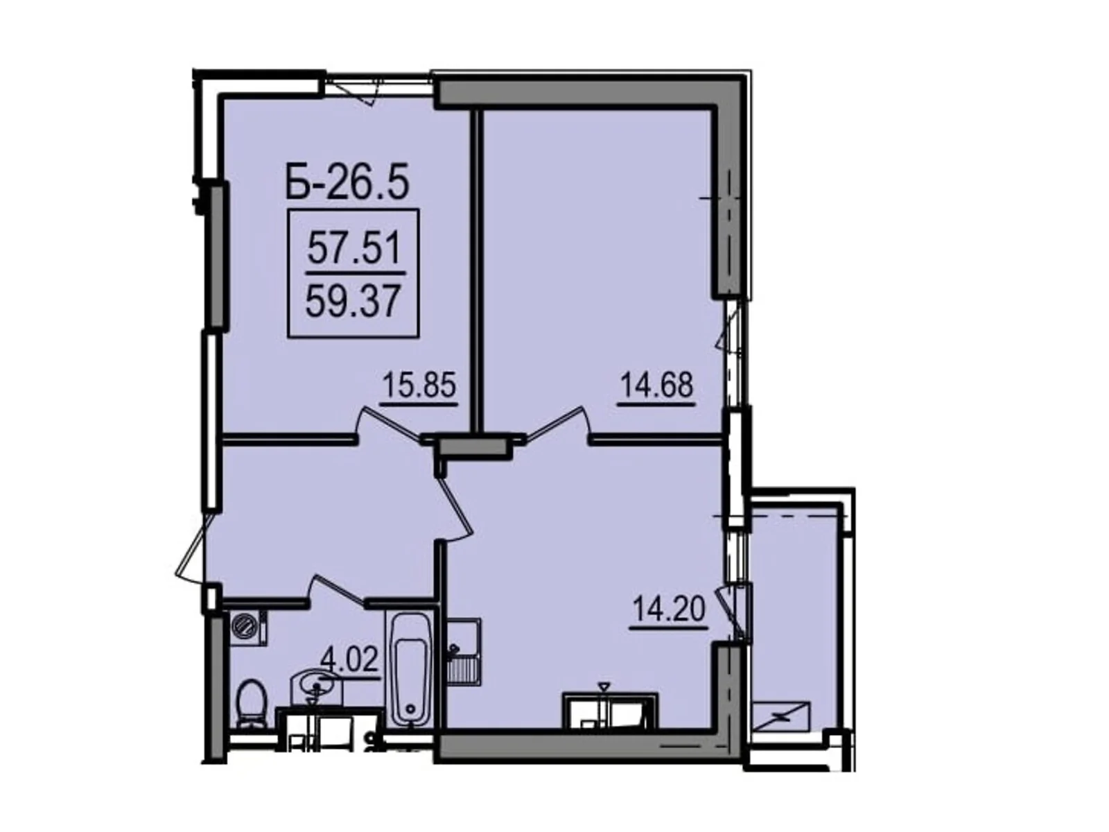 Продається 2-кімнатна квартира 59.37 кв. м у Одесі, вул. Дача Ковалевського, 5 - фото 1