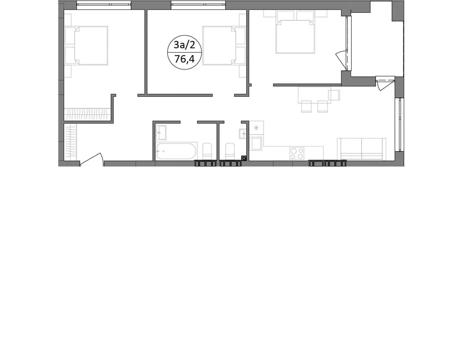 Продается 3-комнатная квартира 76.4 кв. м в Брюховичах, ул. Широкая, 22 - фото 1