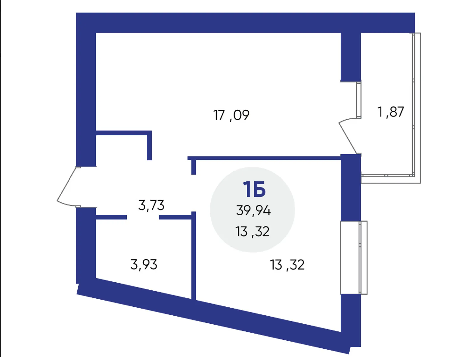 Продается 1-комнатная квартира 43.7 кв. м в Вишневом, ул. Европейская, 32/1Б - фото 1