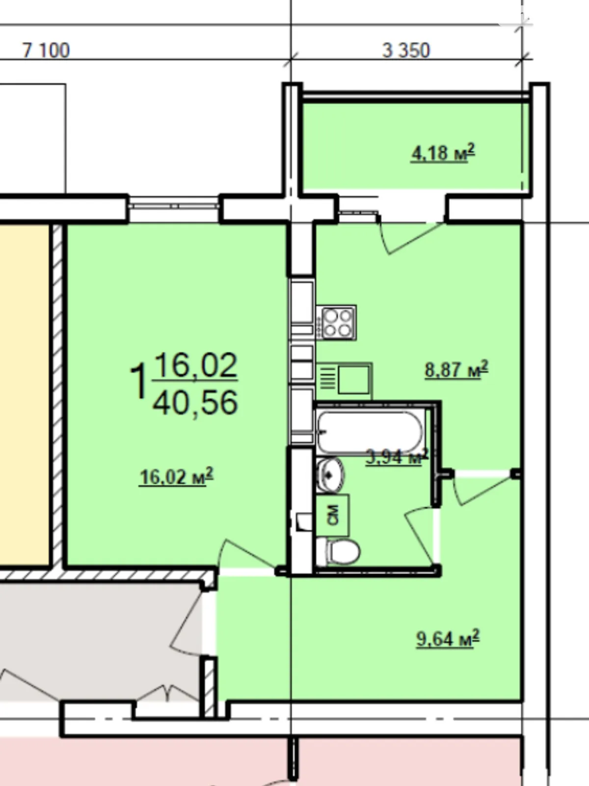Продается 1-комнатная квартира 41 кв. м в Харькове, ул. Ньютона, 106 - фото 1
