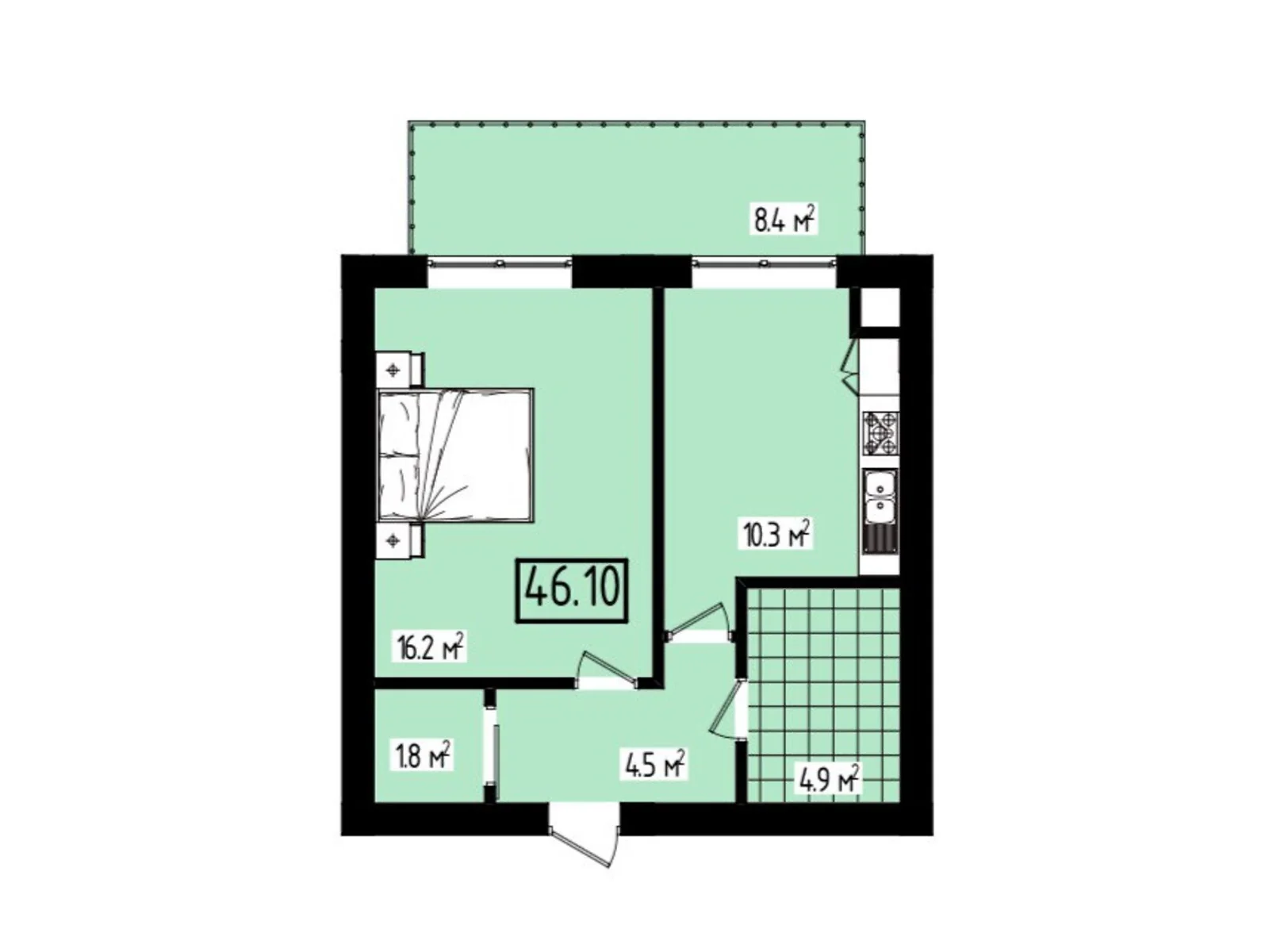 Продается 1-комнатная квартира 46.1 кв. м в Чагоре, ул. Гетьмана Мазепы, 12 - фото 1