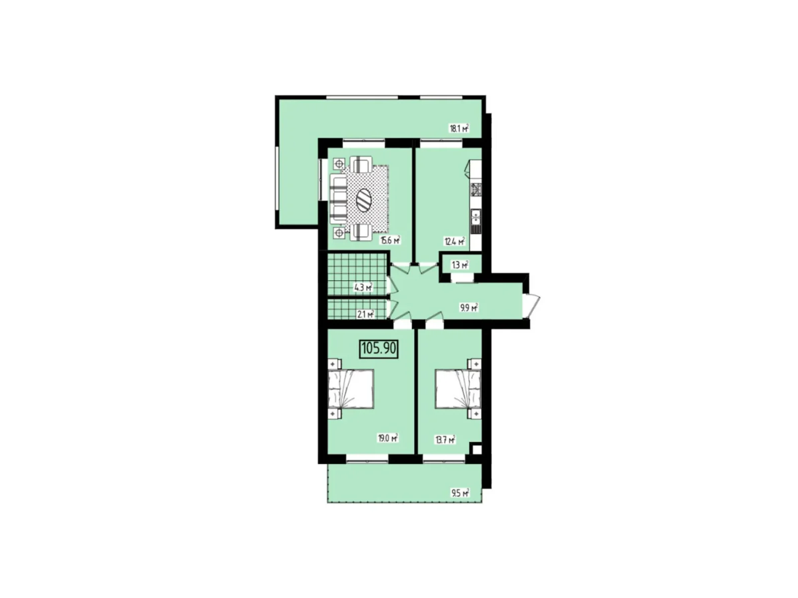 Продается 3-комнатная квартира 105 кв. м в Чагоре, ул. Гетьмана Мазепы, 12 - фото 1