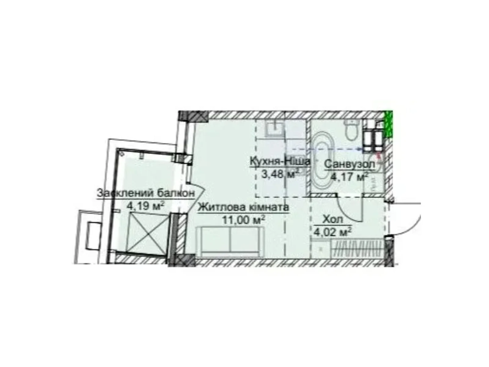 Продается 1-комнатная квартира 26.86 кв. м в Ужгороде, ул. Грушевского, 4А - фото 1