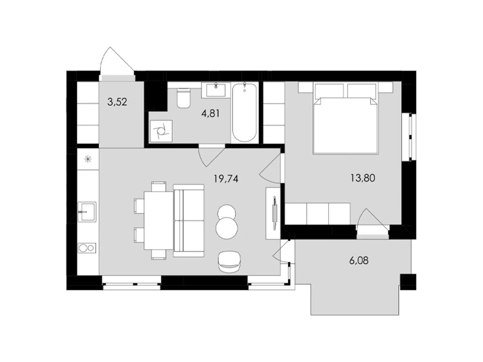 Продається 1-кімнатна квартира 42.69 кв. м у Сокільниках, вул. Героїв Майдану - фото 1