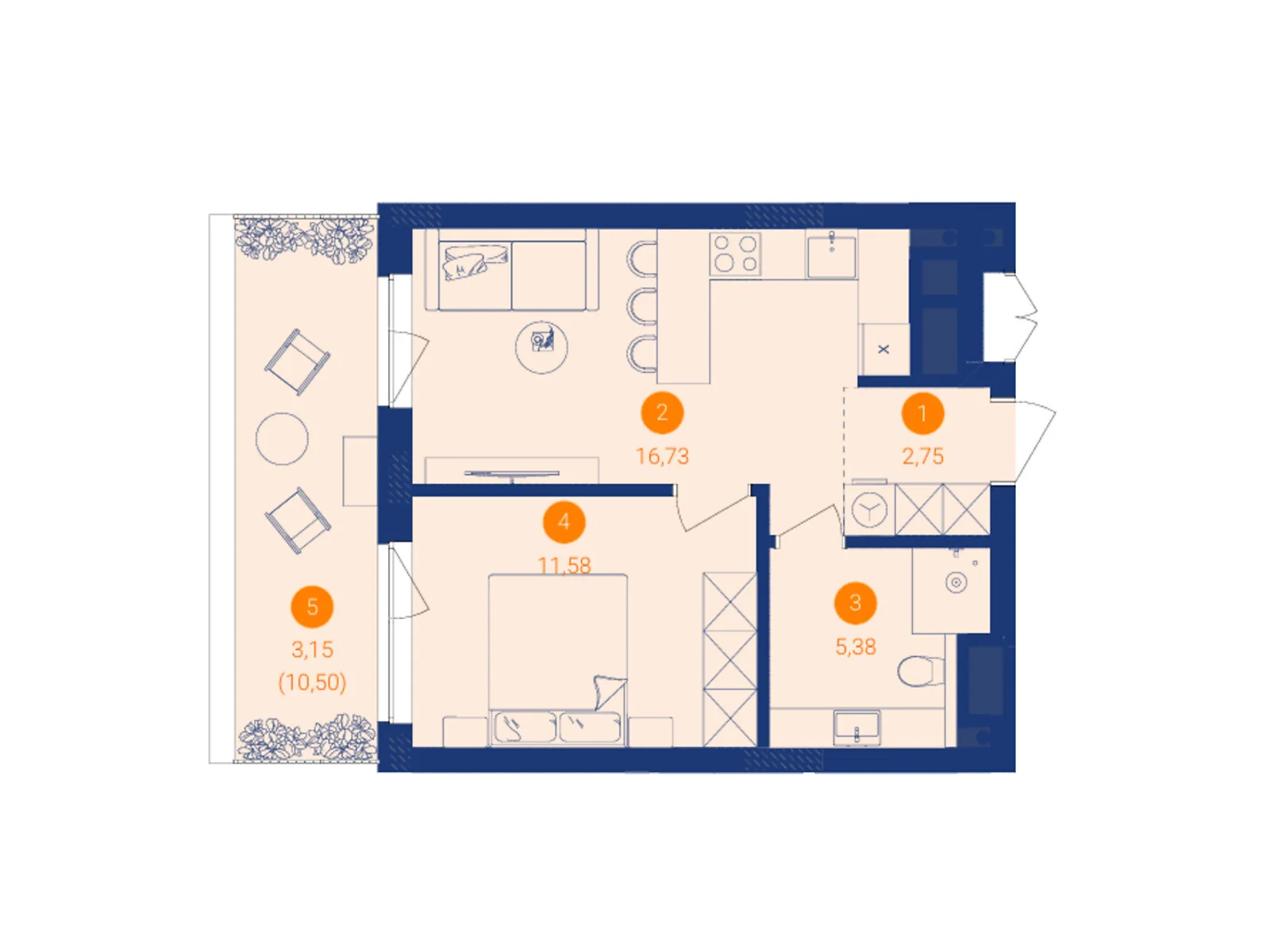 Продается 1-комнатная квартира 39.59 кв. м в Сокольниках, ул. Львовская боковая - фото 1