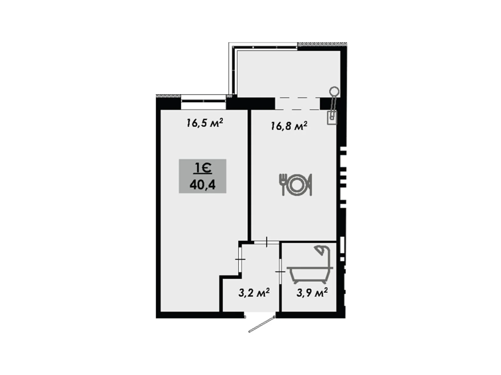 Продається 1-кімнатна квартира 40.4 кв. м у Черкасах, вул. Надпільна, 222 - фото 1