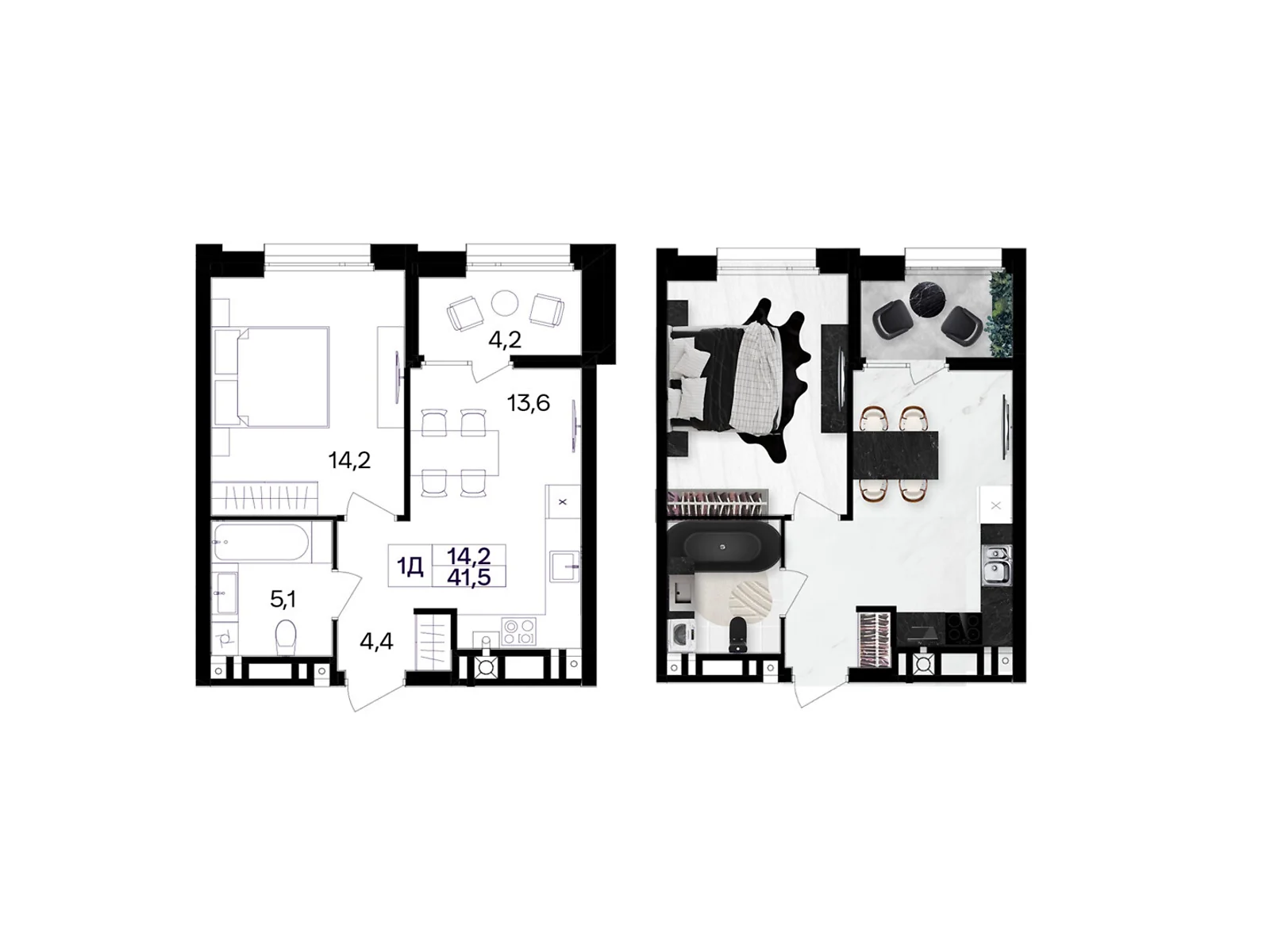 Продается 1-комнатная квартира 41.5 кв. м в Виннице, ул. Левка Лукьяненко(Ватутина), 16Б - фото 1