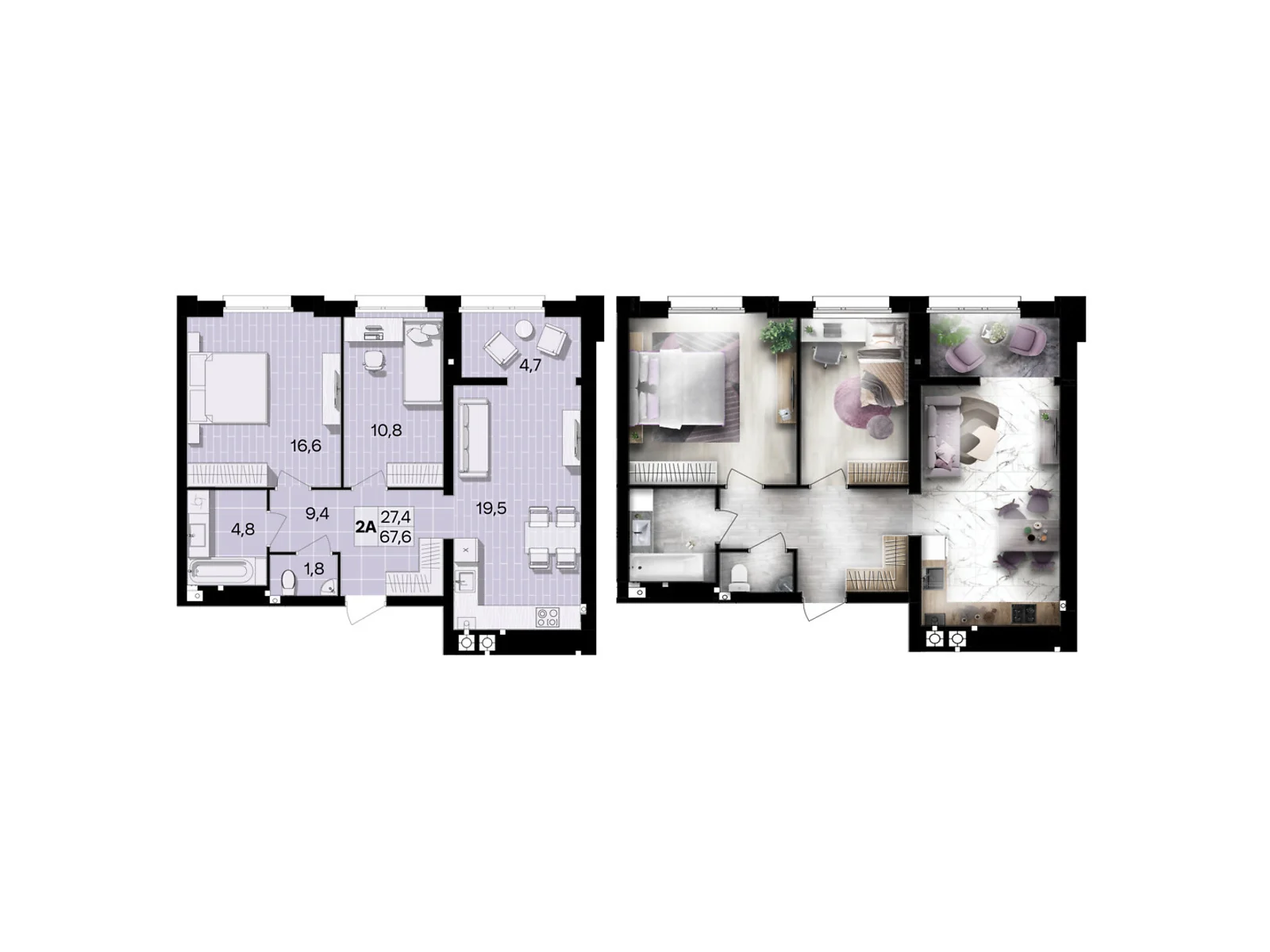 Продается 2-комнатная квартира 67.6 кв. м в Виннице, ул. Левка Лукьяненко(Ватутина), 16Б - фото 1