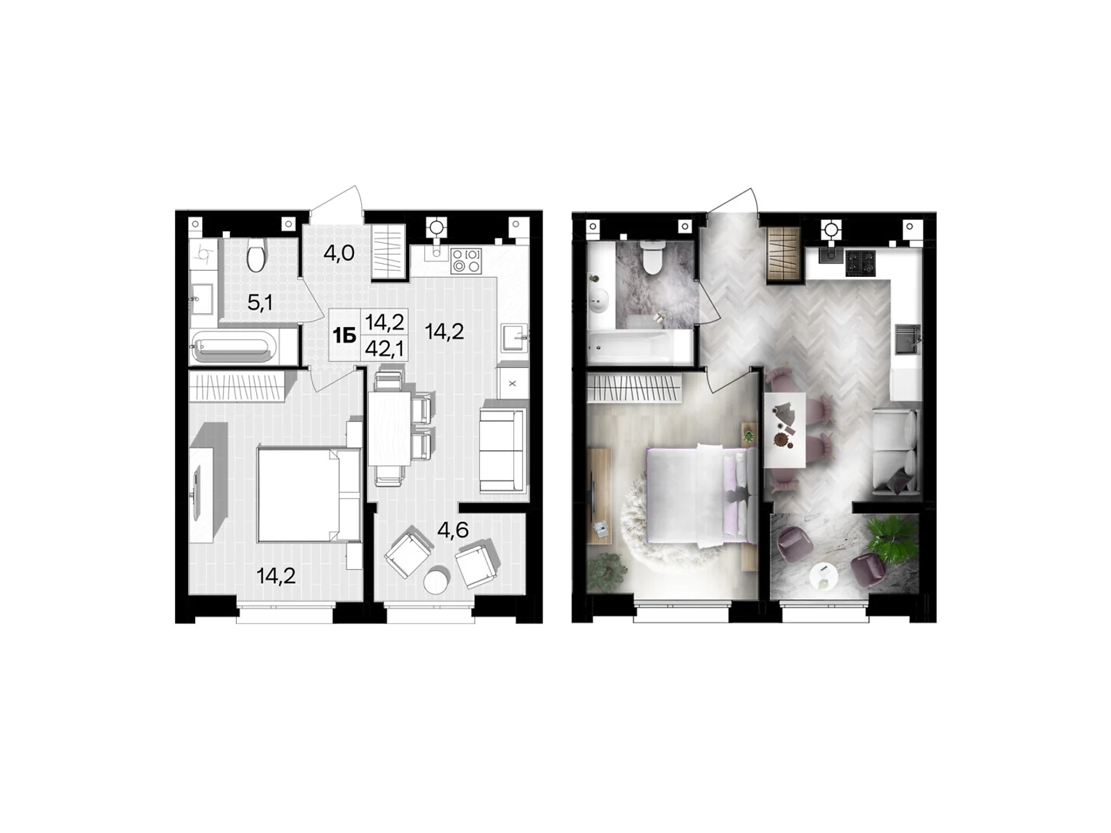 Продается 1-комнатная квартира 42.1 кв. м в Виннице, ул. Левка Лукьяненко(Ватутина), 16Б - фото 1