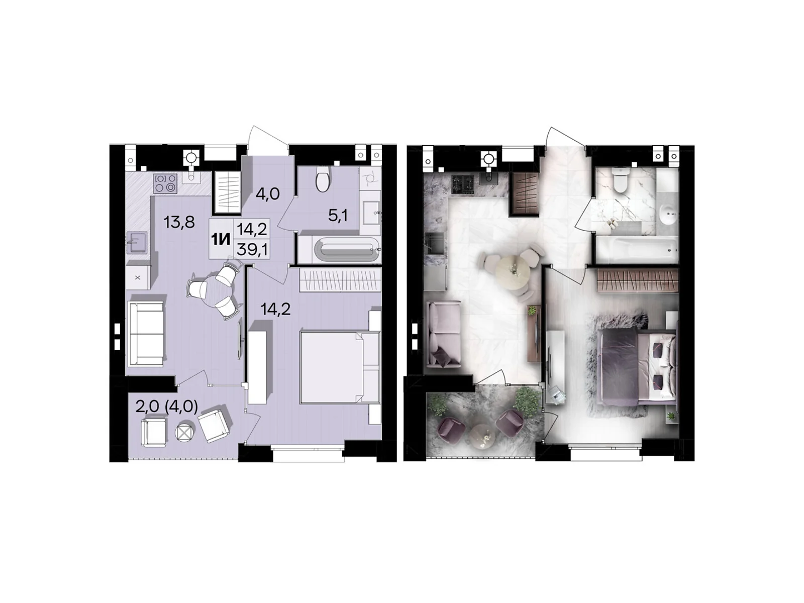 Продается 1-комнатная квартира 39.1 кв. м в Виннице, ул. Левка Лукьяненко(Ватутина), 16Б - фото 1