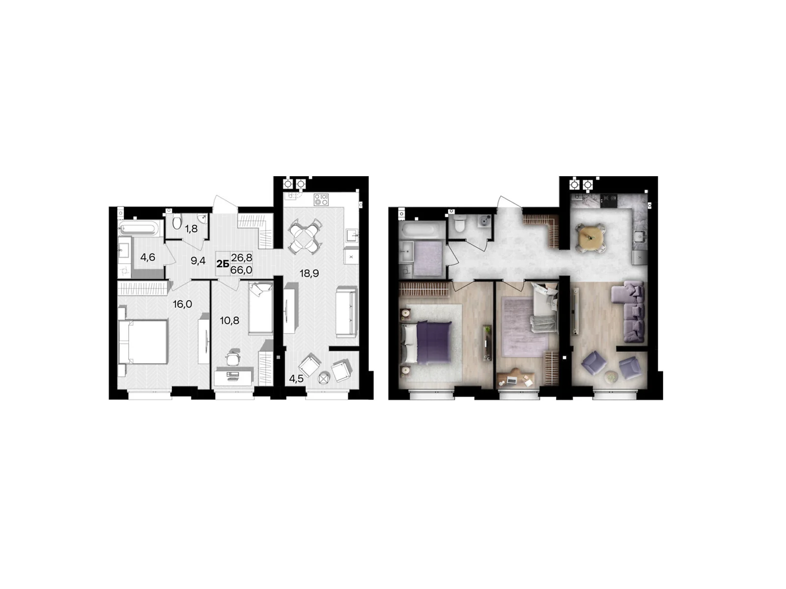 Продается 2-комнатная квартира 66 кв. м в Виннице, ул. Левка Лукьяненко(Ватутина), 16Б - фото 1