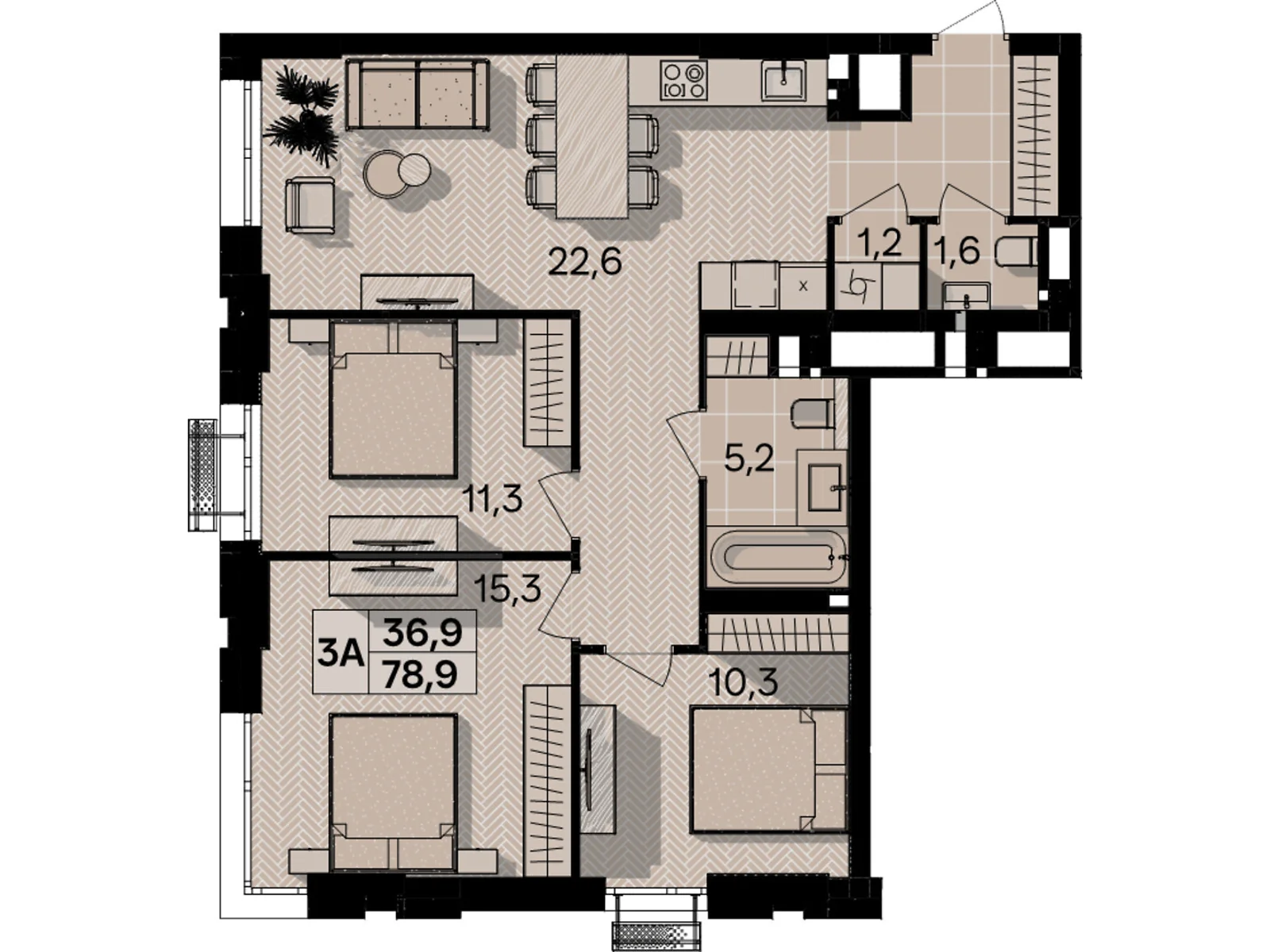 Продається 3-кімнатна квартира 78.9 кв. м у Вінниці, пров. Цегельний, 12 - фото 1