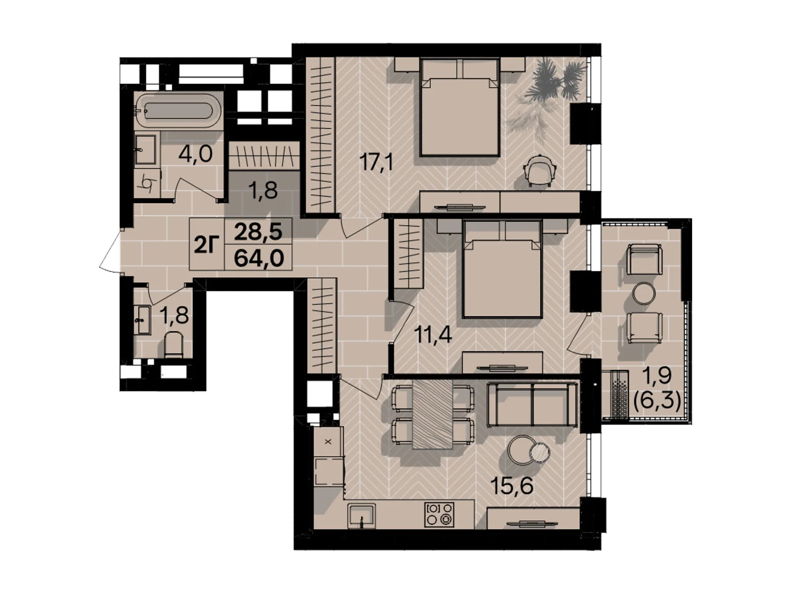 Продается 2-комнатная квартира 64 кв. м в Виннице, пер. Кирпичный, 12 - фото 1