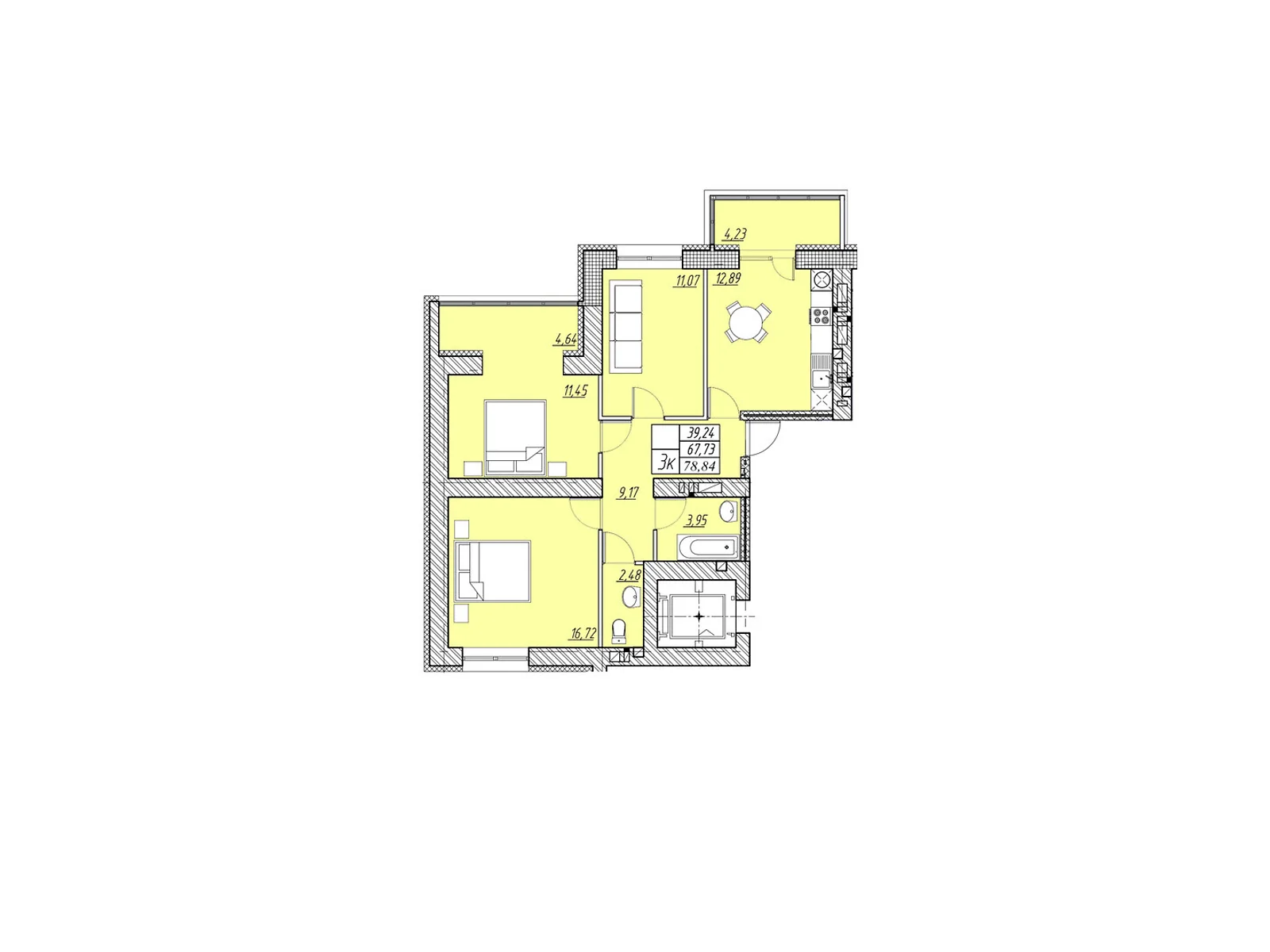 Продается 3-комнатная квартира 78.84 кв. м в Петрикове, ул. Шептицкого, 101А - фото 1