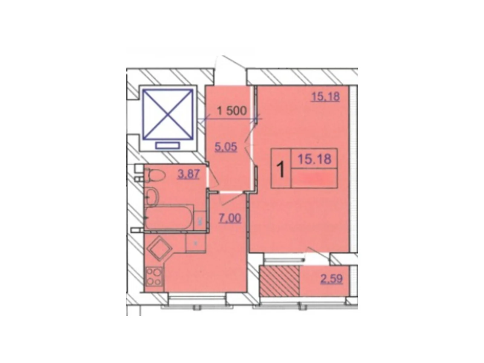 Продается 1-комнатная квартира 36.8 кв. м в Хмельницком, ул. Панаса Мирного, 18/2 - фото 1