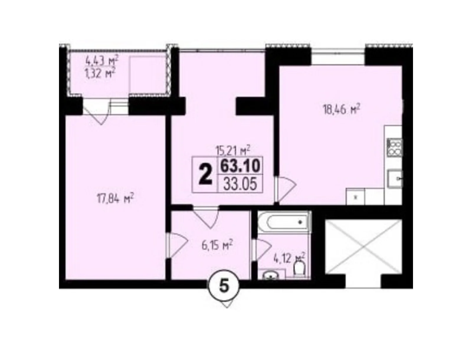 Продается 2-комнатная квартира 63.1 кв. м в Хмельницком, ул. Проскуровского Подполья, 131/2 - фото 1