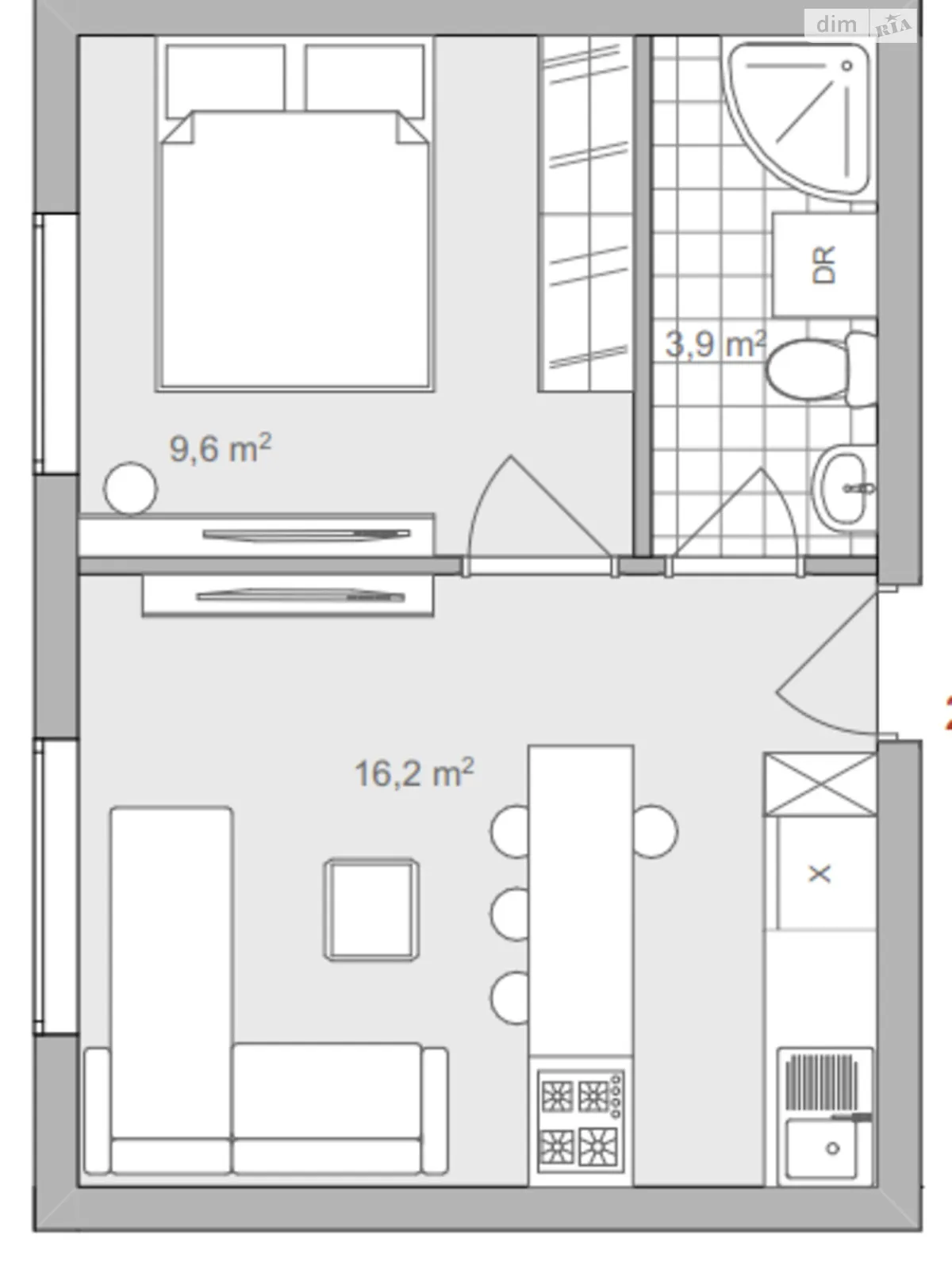 Продается 1-комнатная квартира 29.6 кв. м в Софиевской Борщаговке, ул. Полесская, 4 - фото 1