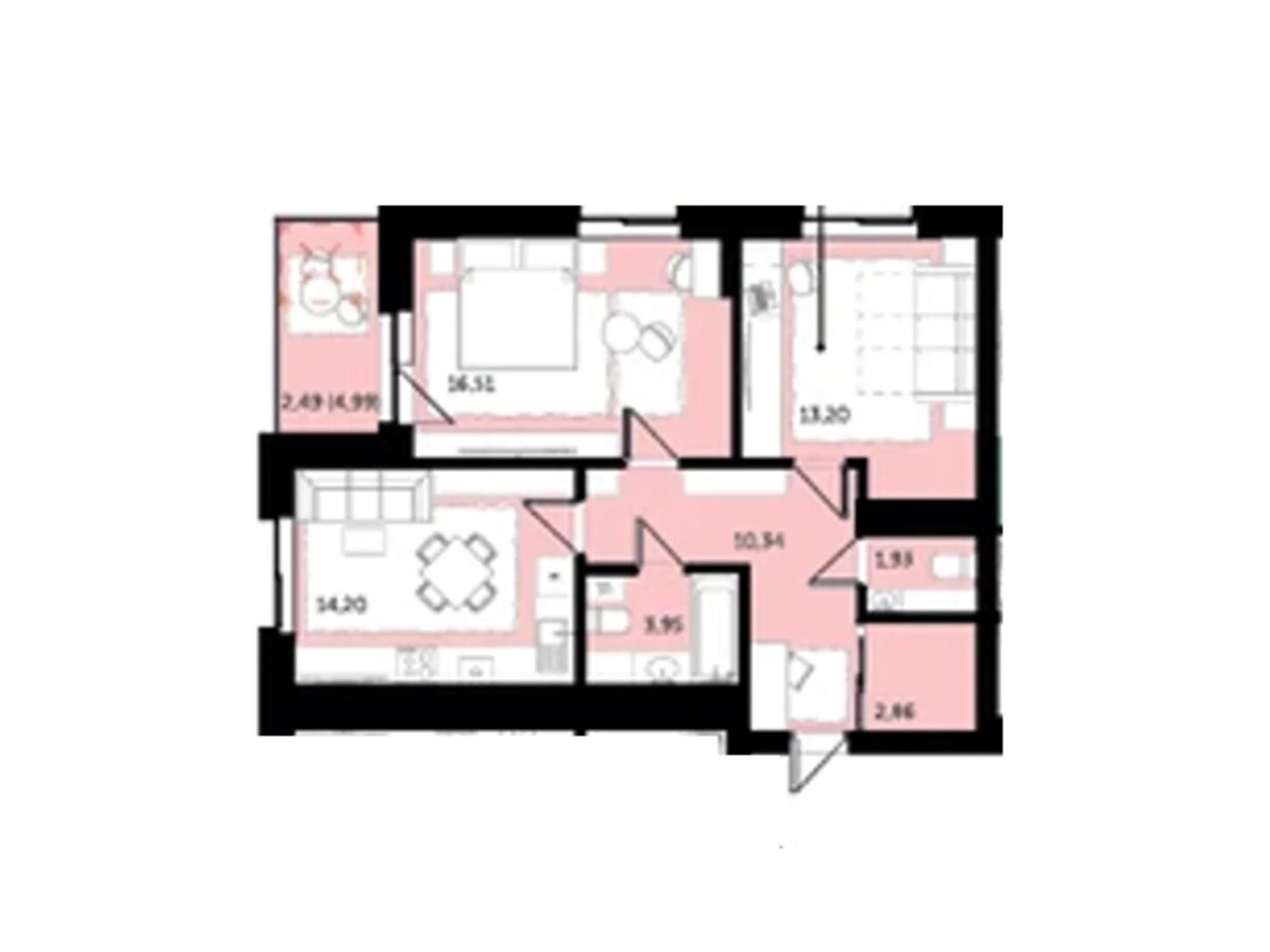 Продается 2-комнатная квартира 65.49 кв. м в Володимире, ул. Луцкая, 81 - фото 1