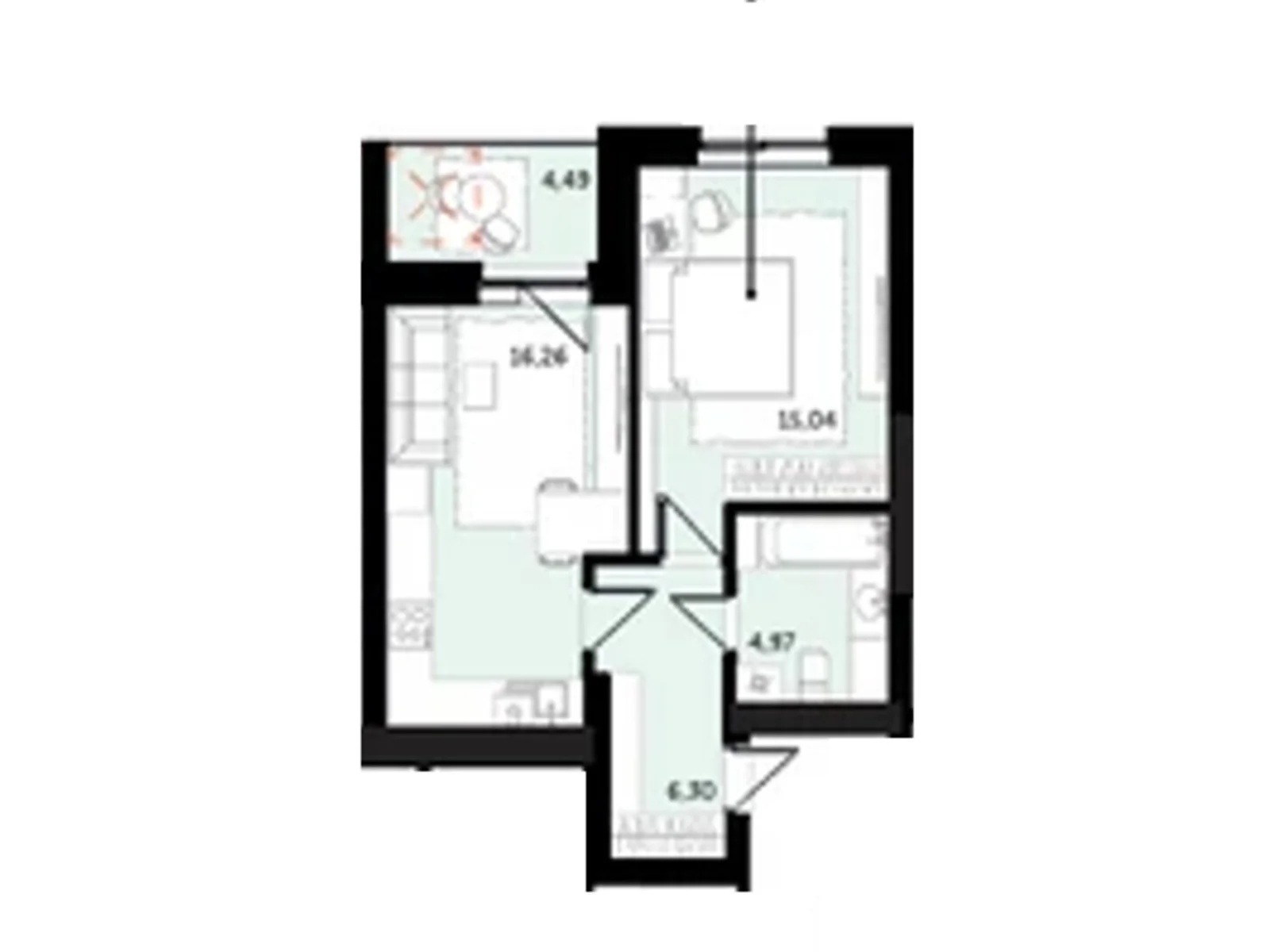 Продается 1-комнатная квартира 44.68 кв. м в Володимире, ул. Луцкая, 81 - фото 1