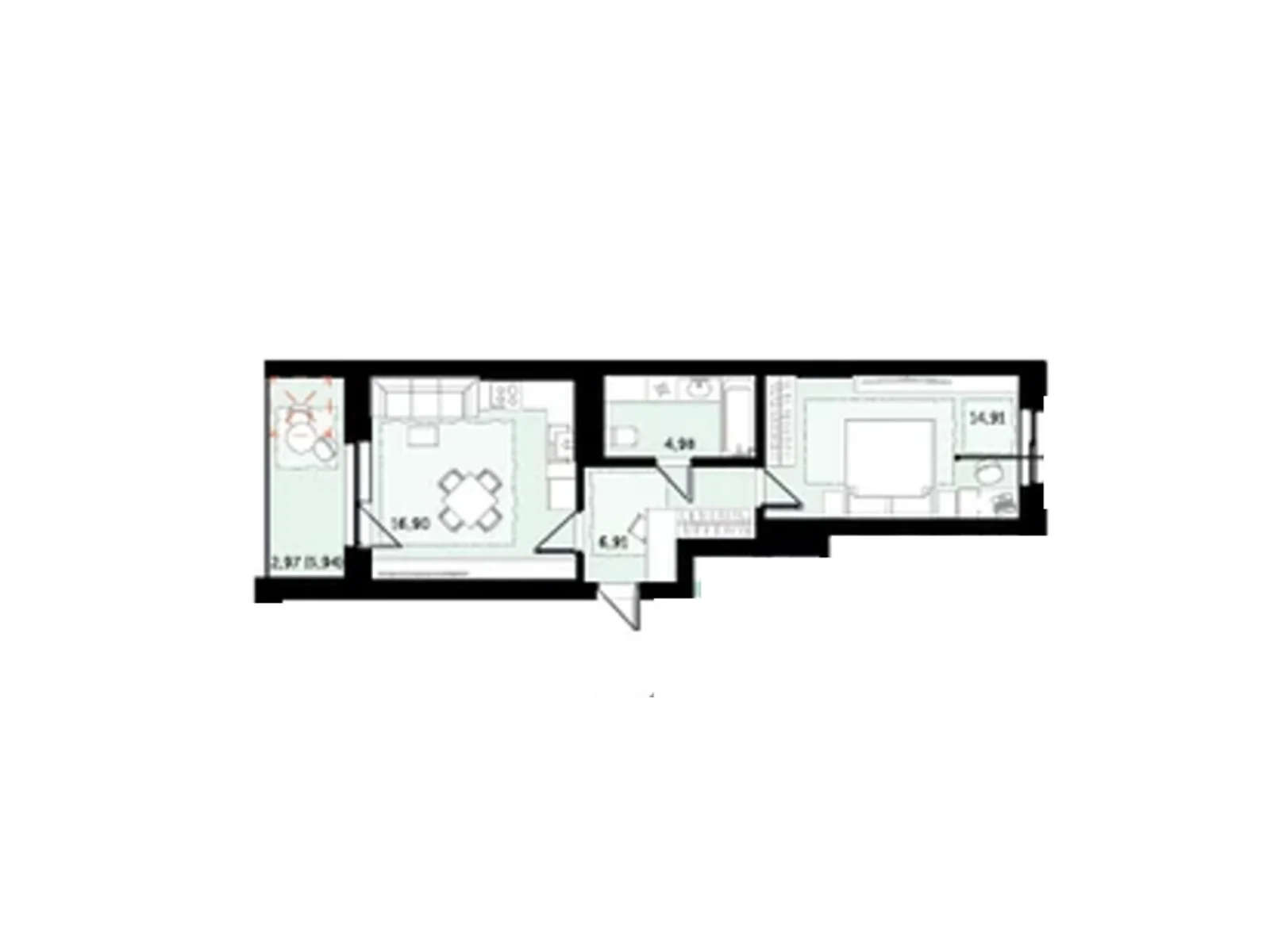 Продается 1-комнатная квартира 46.67 кв. м в Володимире, ул. Луцкая, 81 - фото 1