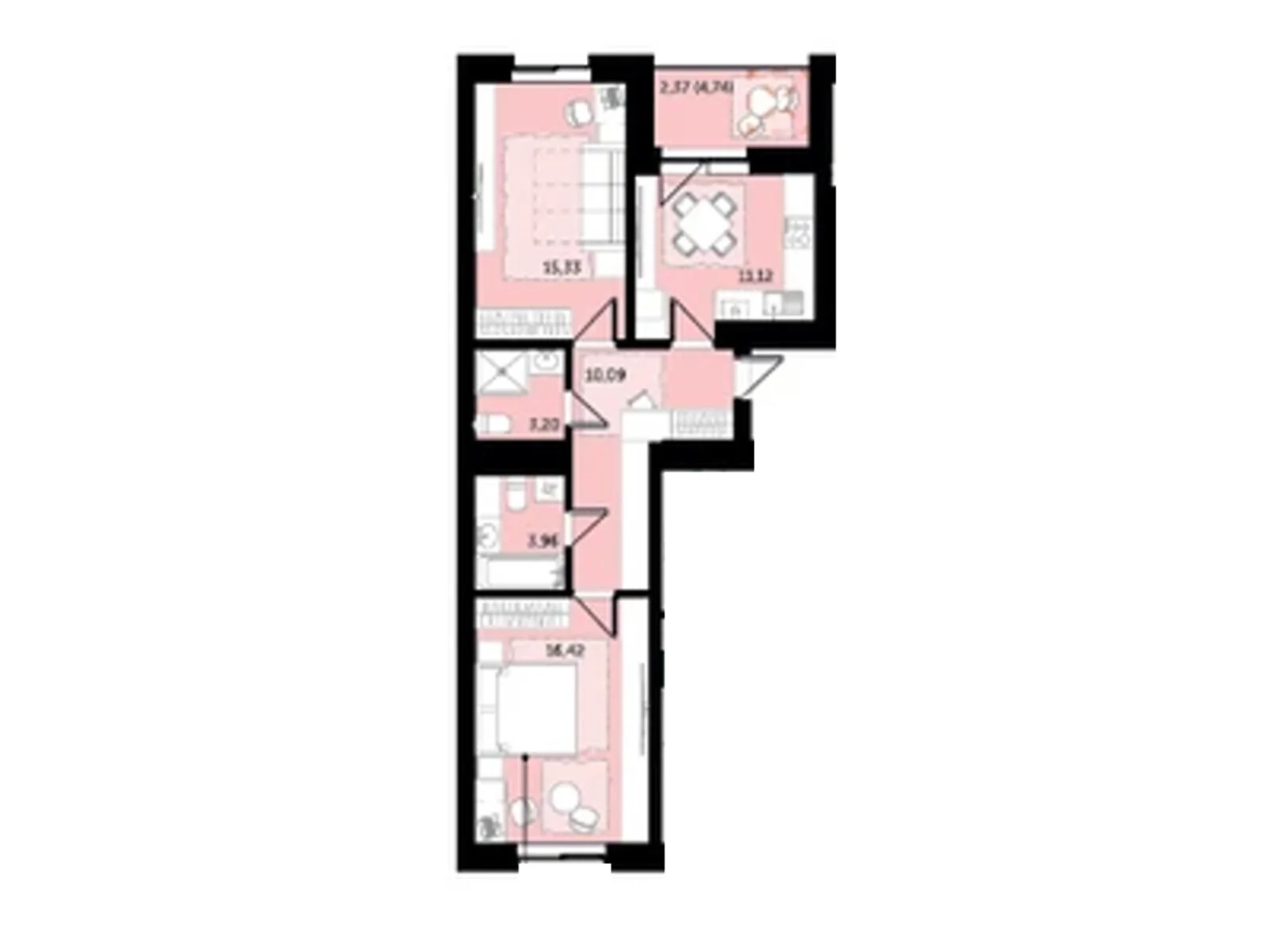 Продается 2-комнатная квартира 62.49 кв. м в Володимире, ул. Луцкая, 81 - фото 1