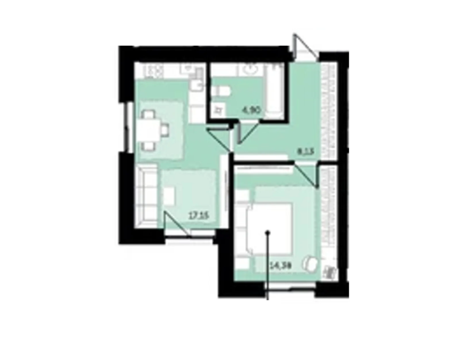 Продается 1-комнатная квартира 41.45 кв. м в Володимире, ул. Луцкая, 81 - фото 1