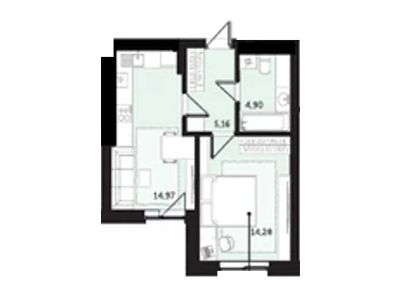 Продается 1-комнатная квартира 41.43 кв. м в Володимире, ул. Луцкая, 81 - фото 1