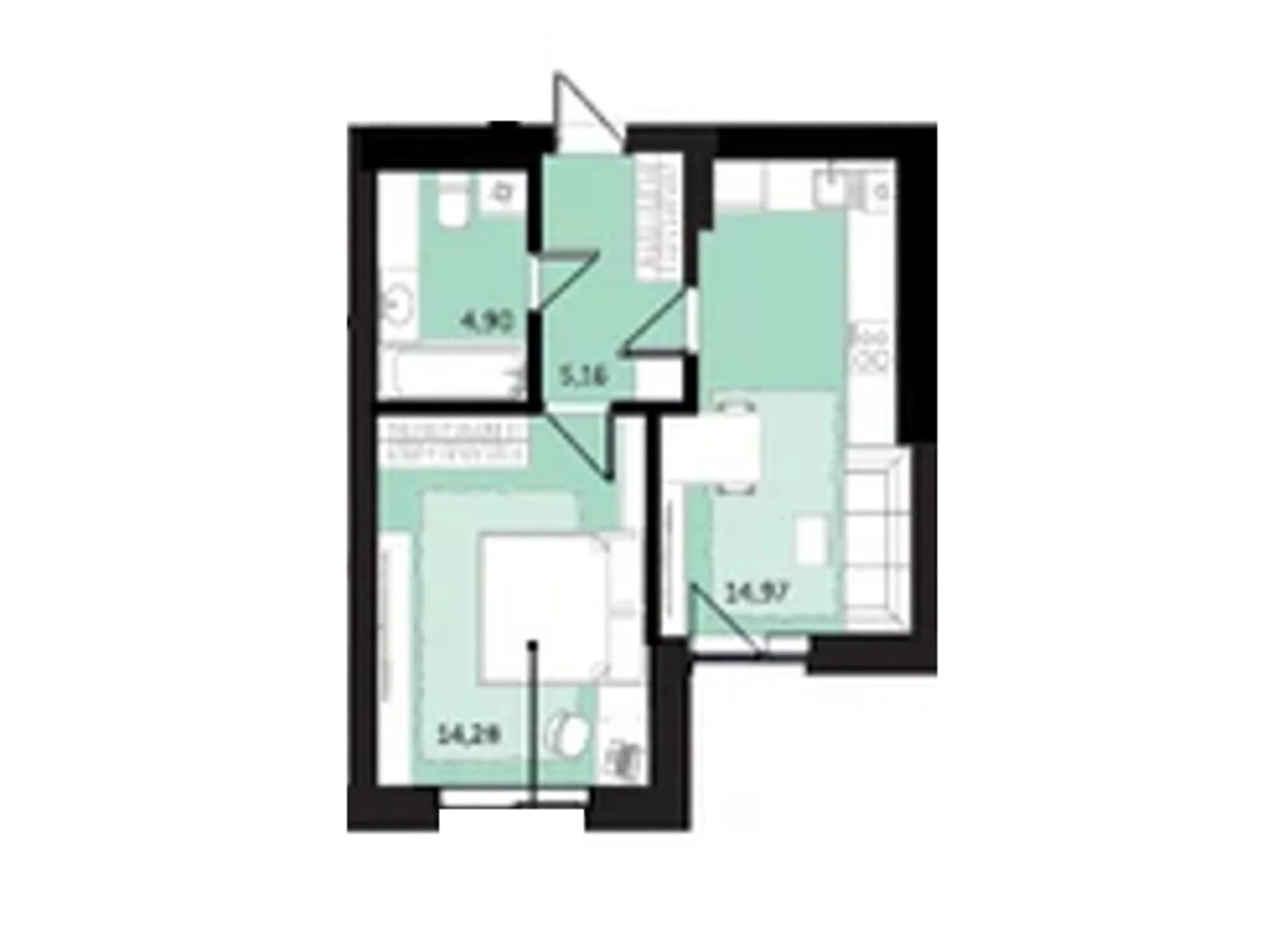 Продается 1-комнатная квартира 41.43 кв. м в Володимире, ул. Луцкая, 81 - фото 1