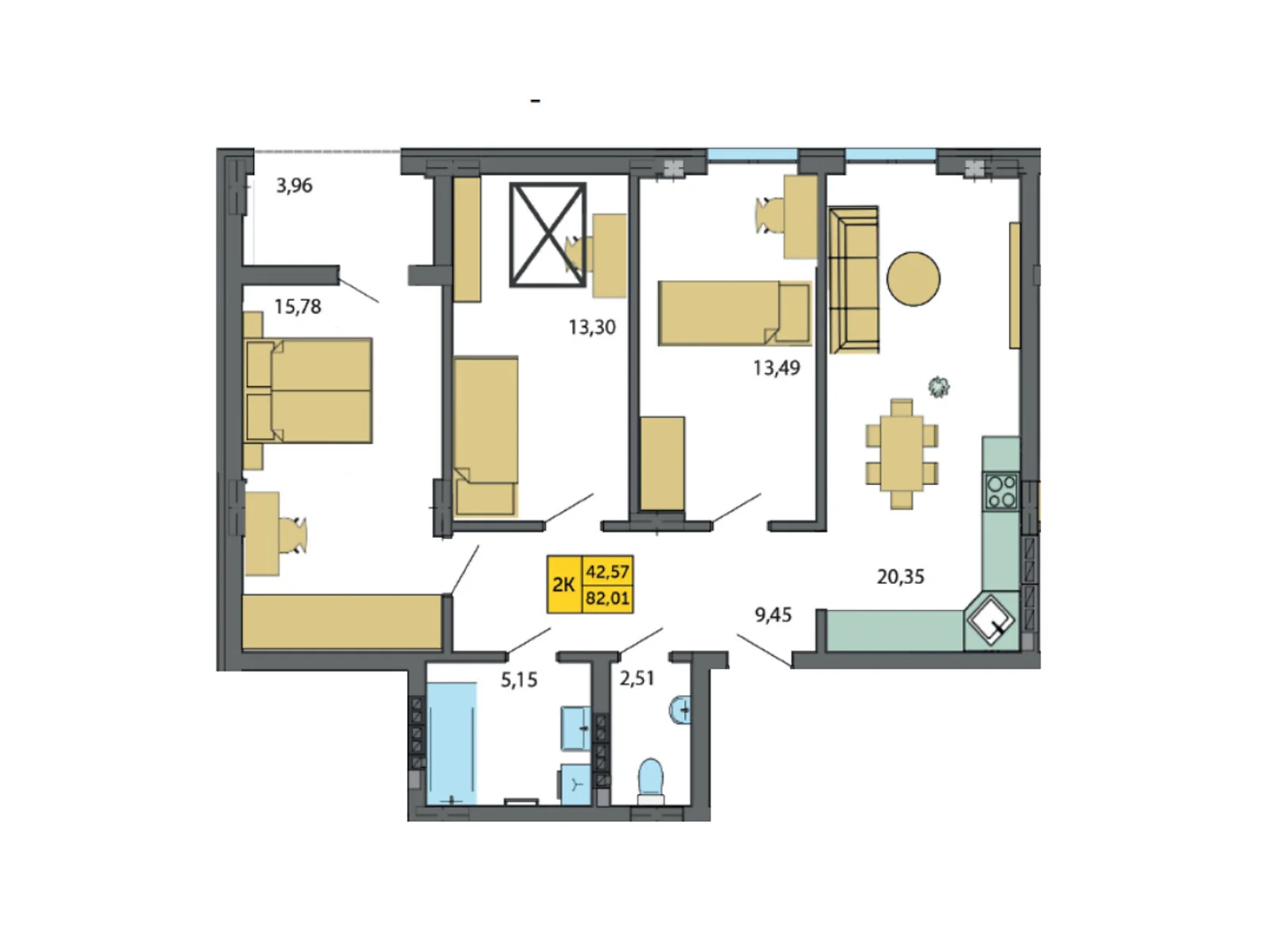 Продается 3-комнатная квартира 82.01 кв. м в Струмовке, цена: 68924 $ - фото 1