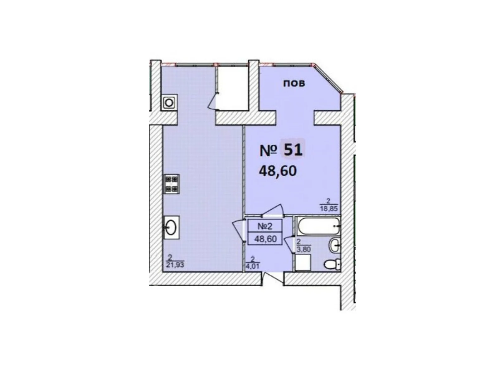 Продается 1-комнатная квартира 48.6 кв. м в Хмельницком, Старокостянтиновское шоссе, 5/5А - фото 1