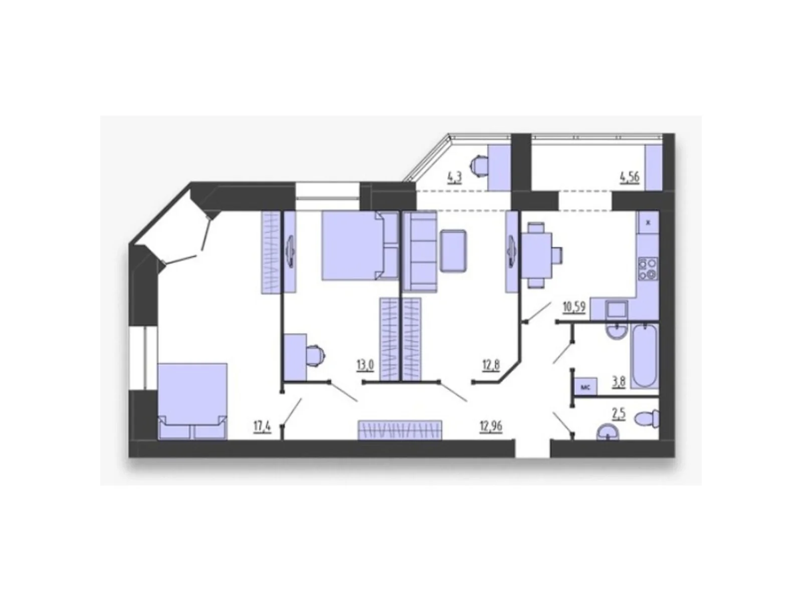 Продается 3-комнатная квартира 80.57 кв. м в Хмельницком, Старокостянтиновское шоссе, 5/5А - фото 1