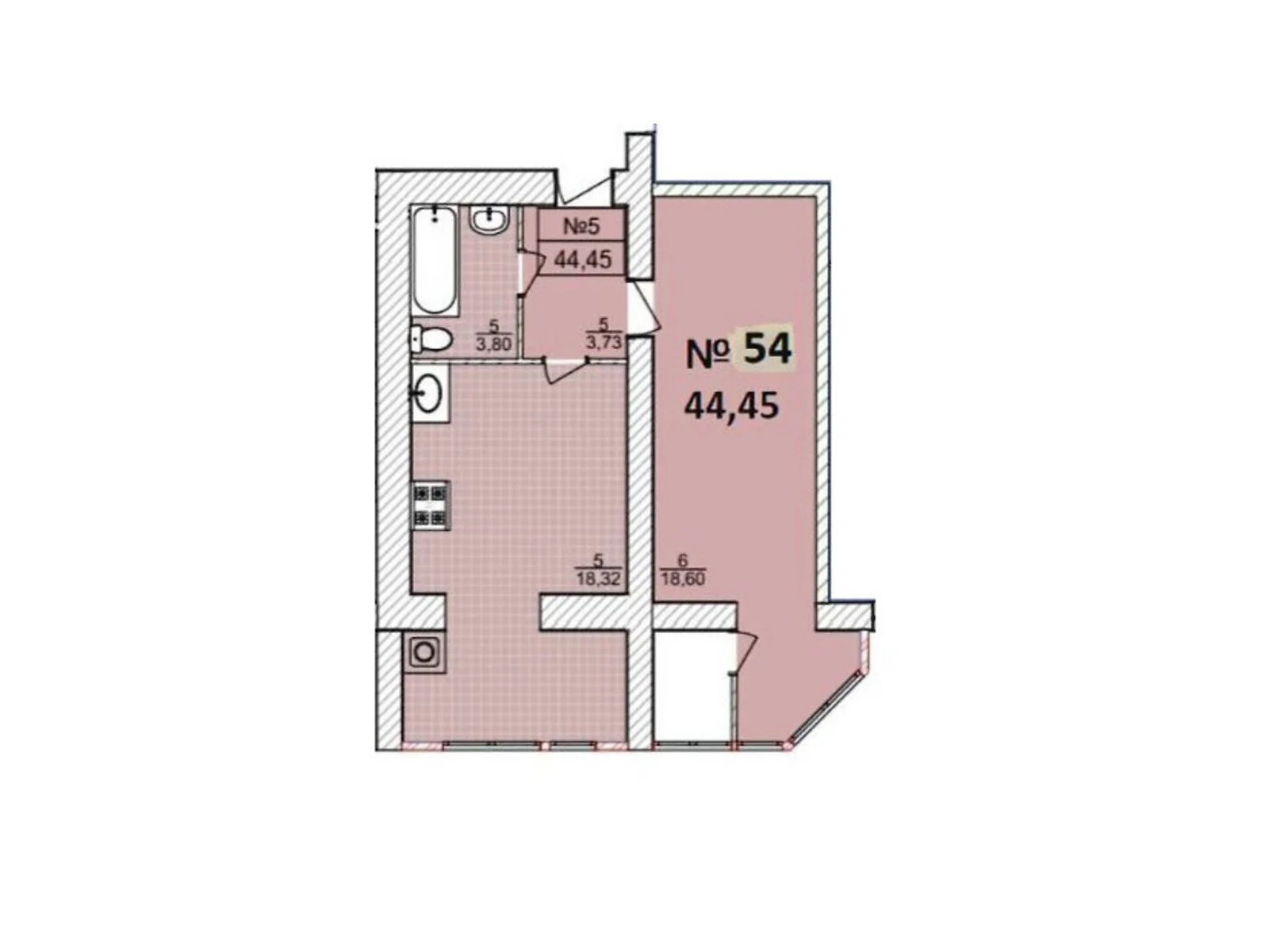Продается 1-комнатная квартира 44.45 кв. м в Хмельницком, цена: 33975 $ - фото 1