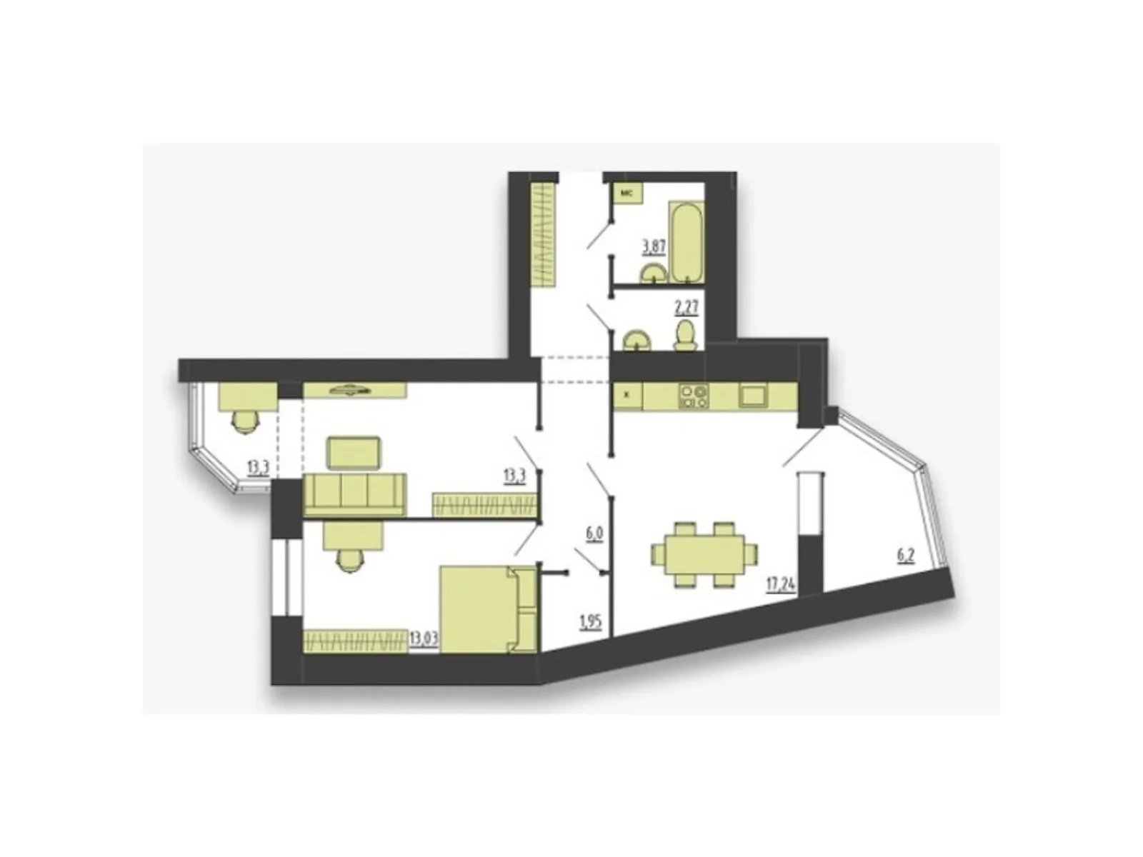 Продается 2-комнатная квартира 71.82 кв. м в Хмельницком, Старокостянтиновское шоссе, 5/5А - фото 1