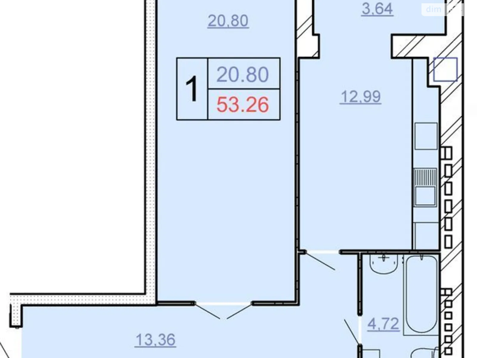 Продается 1-комнатная квартира 53 кв. м в Хмельницком, Винницкое шоссе, 1/8Б - фото 1