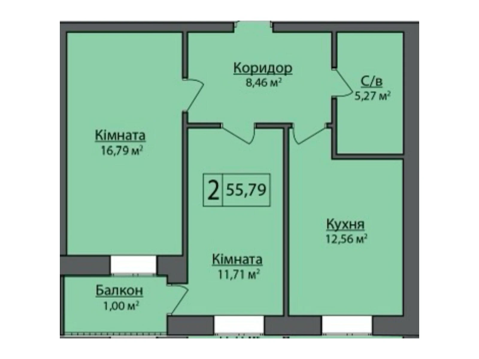 Продается 2-комнатная квартира 55.79 кв. м в Липинах, цена: 61113 $ - фото 1