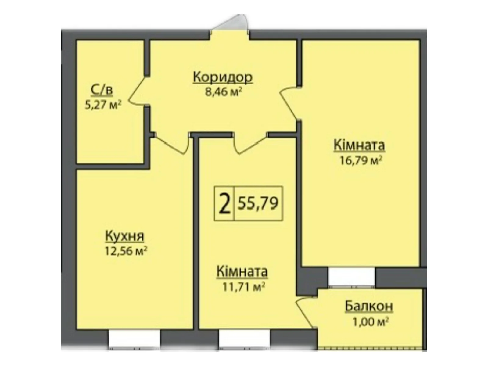 Продается 2-комнатная квартира 56.96 кв. м в Липинах, цена: 63065 $ - фото 1