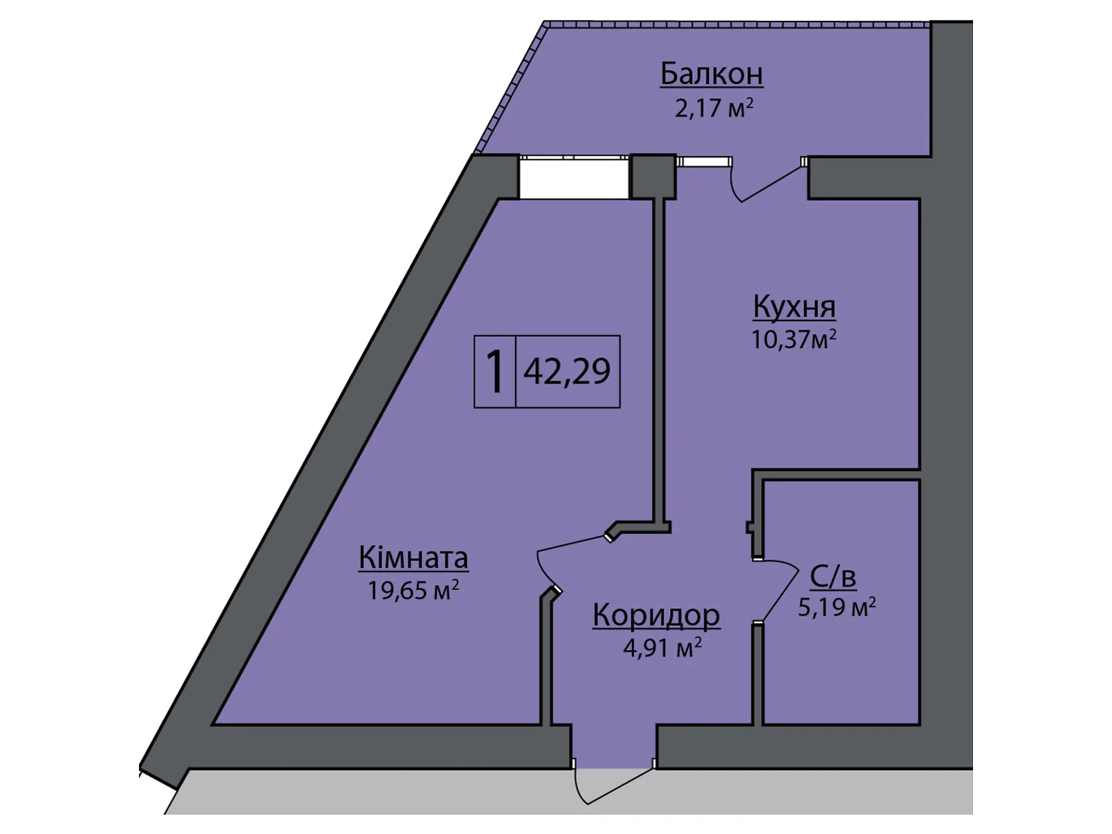 Продается 1-комнатная квартира 42.29 кв. м в Липинах, цена: 47887 $ - фото 1