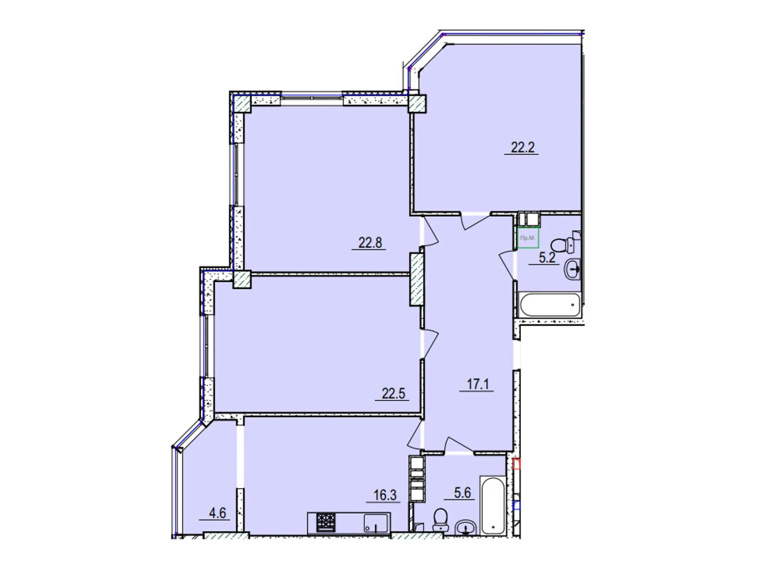 Продается 3-комнатная квартира 116.4 кв. м в Черкассах, ул. Владимира Великого(Гагарина), 41/3 - фото 1